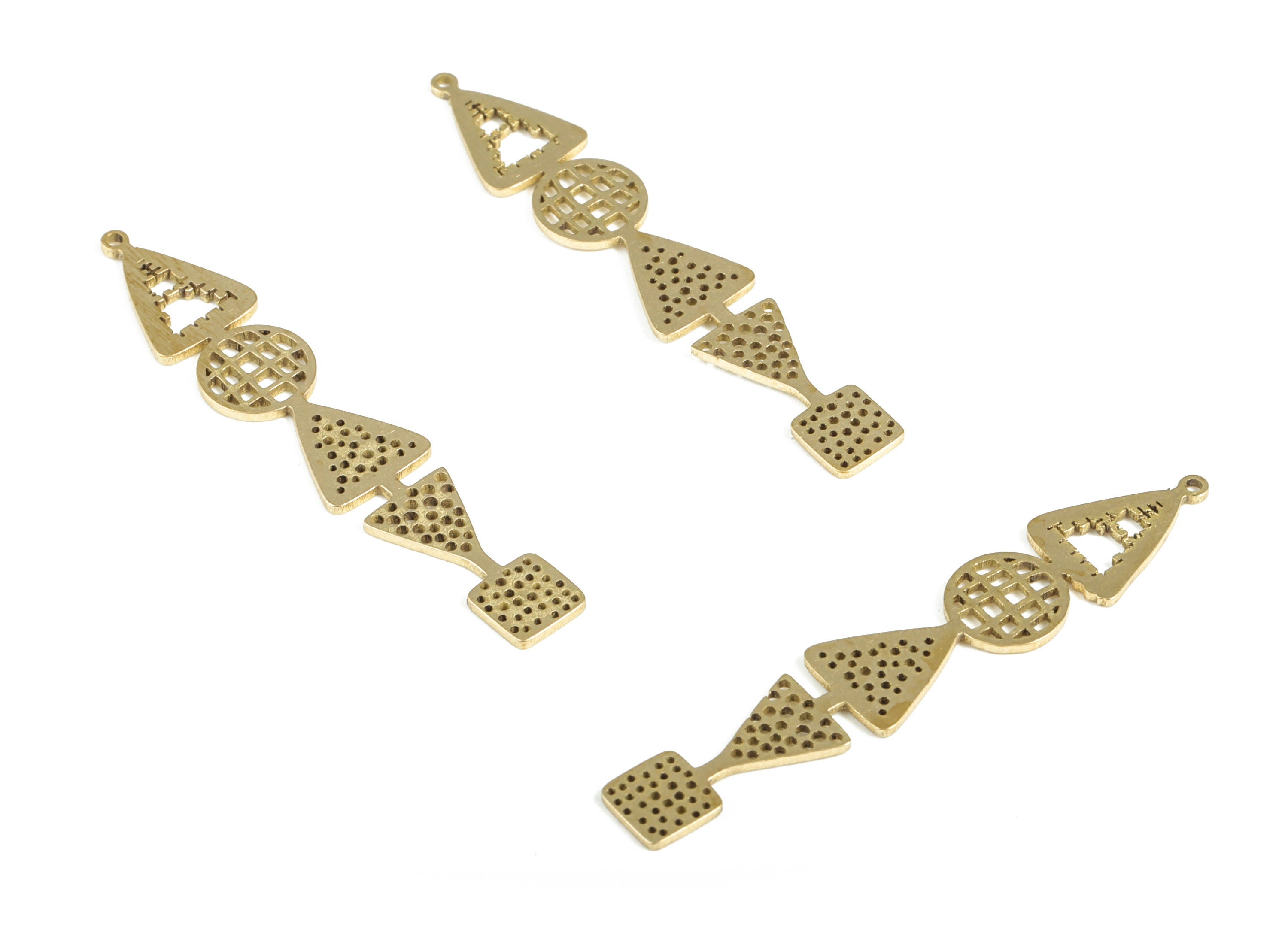 Brass Round Hollow Earring Charms - Raw Brass Square Arrow Pendant - Earring Findings - Jewelry Supplies - 39.88x7.18x0.69mm - PP3987 - DOMEDBAZAAR