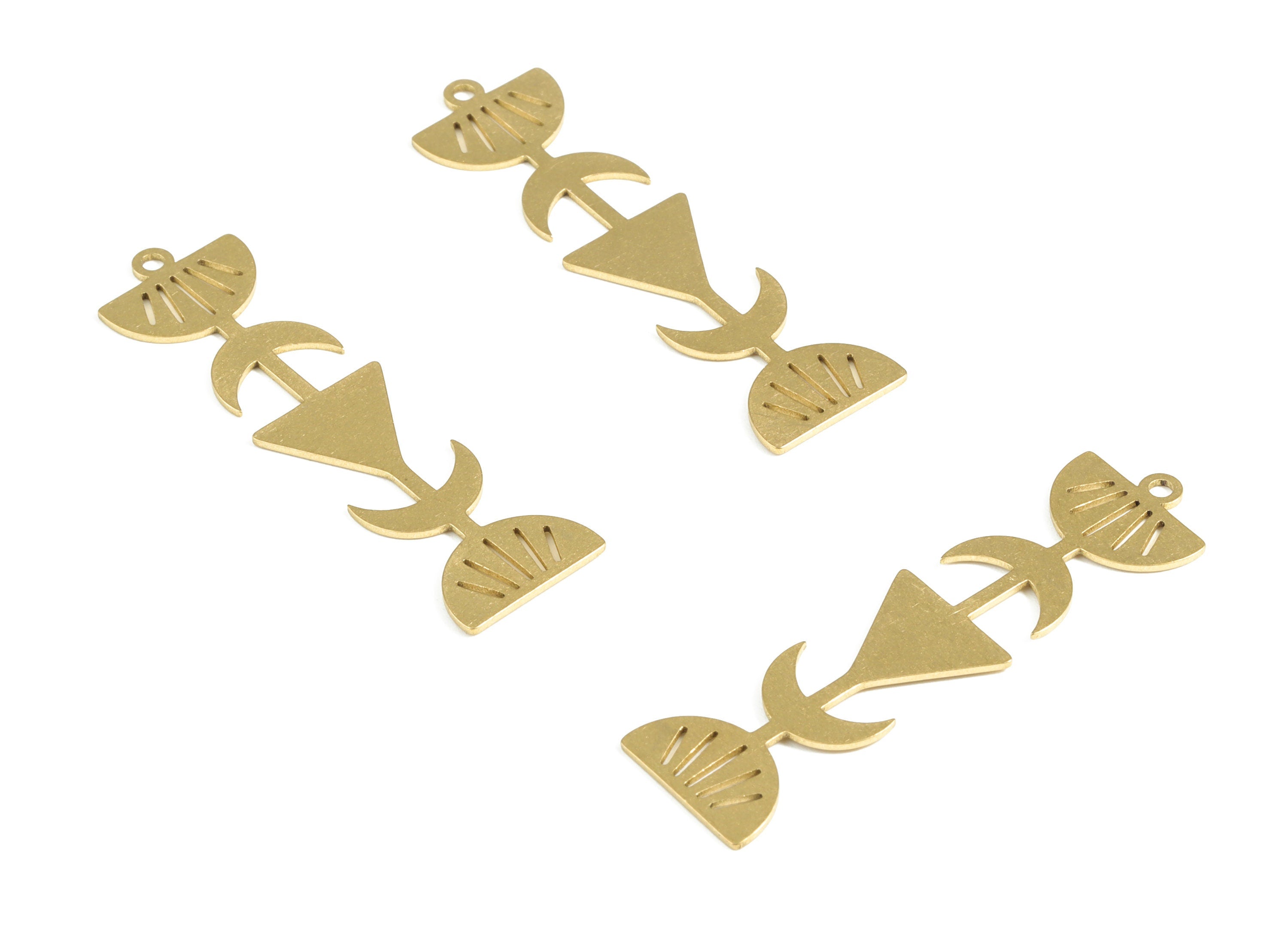 Brass Semicircle Stripe Pendant - Raw Brass Triangle Crescent Charms - Earring Findings - Jewelry Making Supplies - 46.7x11.9x0.67mm- PP3988 - DOMEDBAZAAR