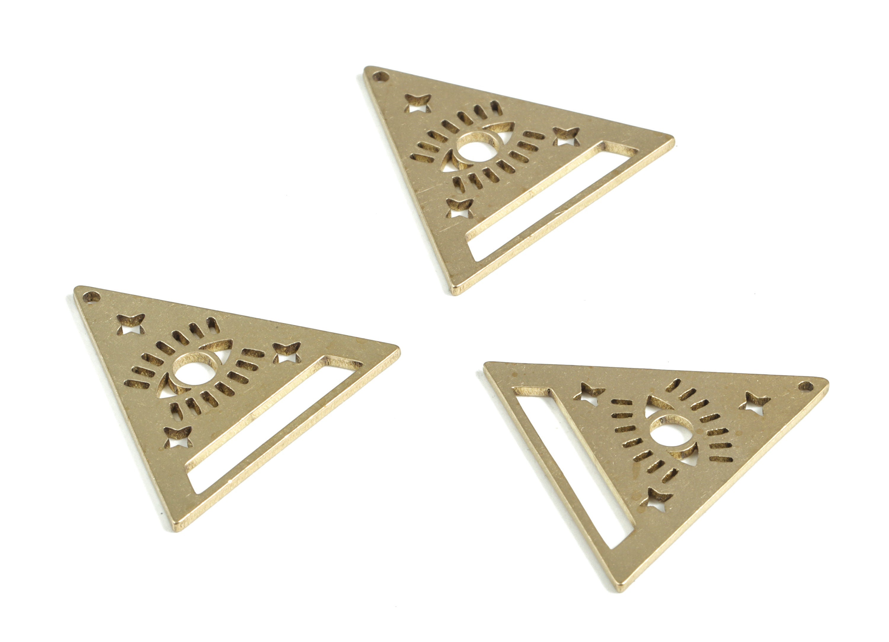 Brass Triangle Geometric Pendant - Raw Brass Eye Star Earring Charms - Earrings Finding - Jewelry Supplies - 23.58x22.33x0.97mm - PP4042 - DOMEDBAZAAR