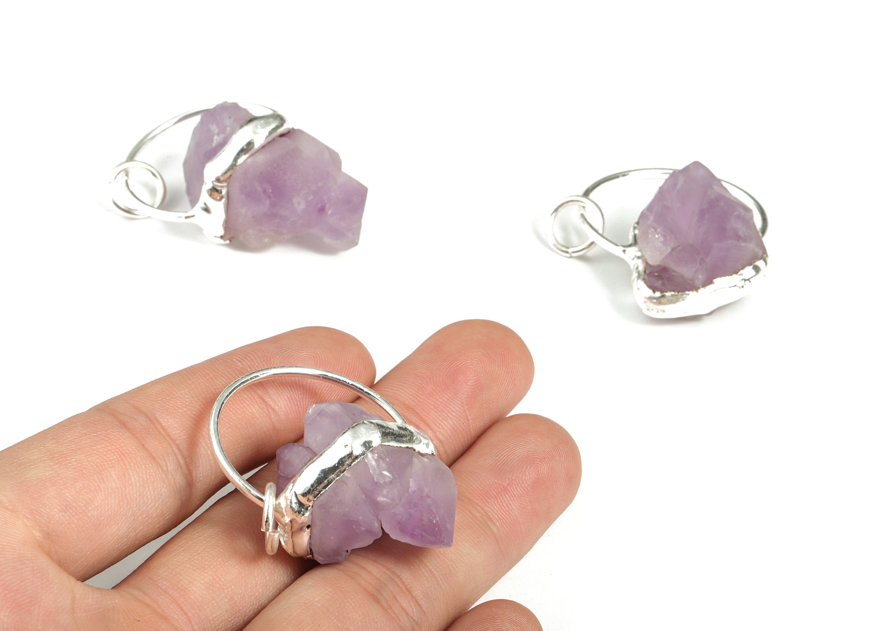 Purple Amethyst Pendant – Natural Purple Amethyst Healing Stones - Jewelry Making Supplies – Average Size - 44.16×29.55×19.22mm - NS1306 - DOMEDBAZAAR