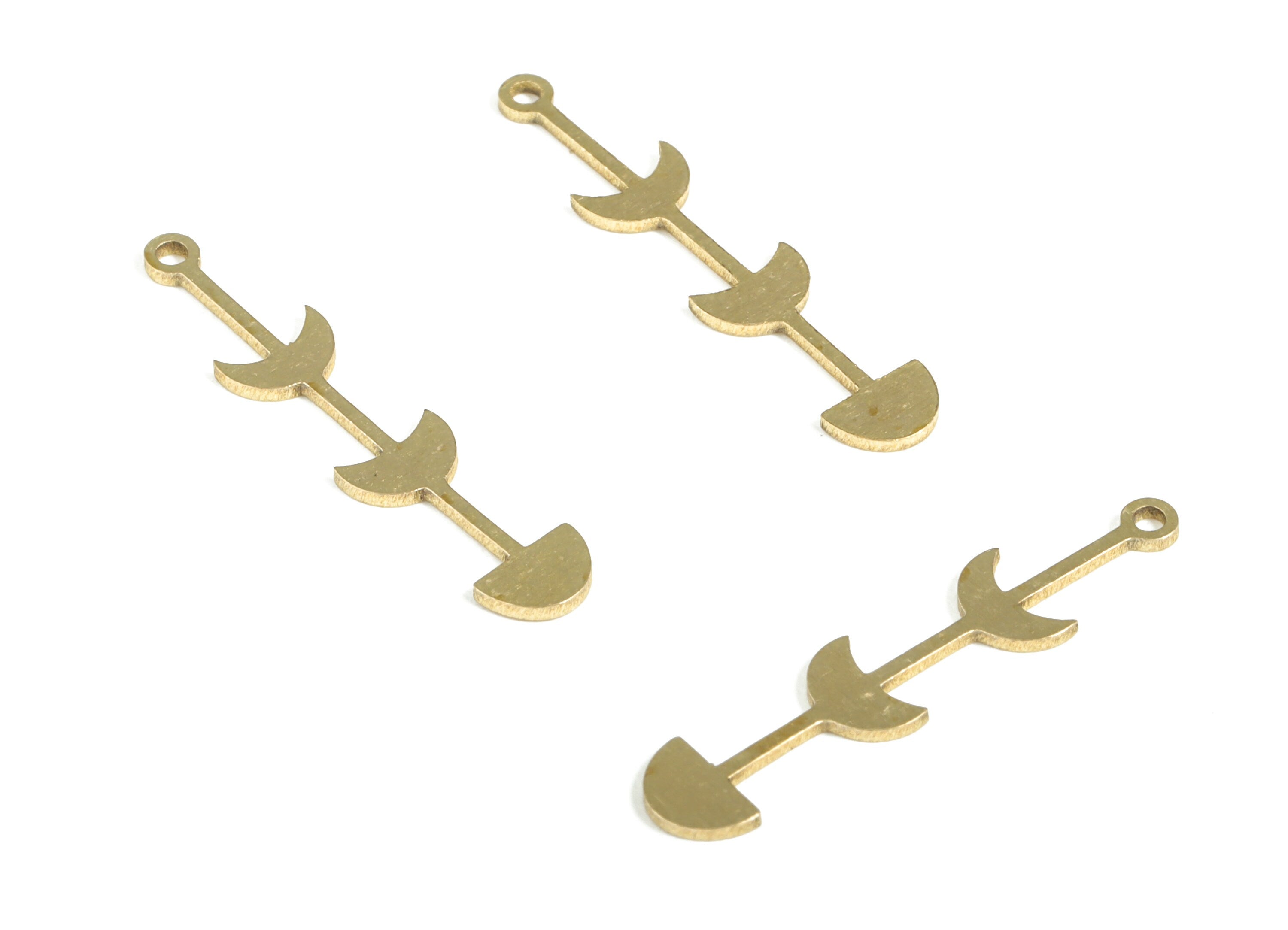 Brass Semicircle Crescent Earring Charms - Raw Brass Moon Pendant - Earring Findings - Jewelry Supplies - 24.97x4.98x0.68mm - PP3986 - DOMEDBAZAAR