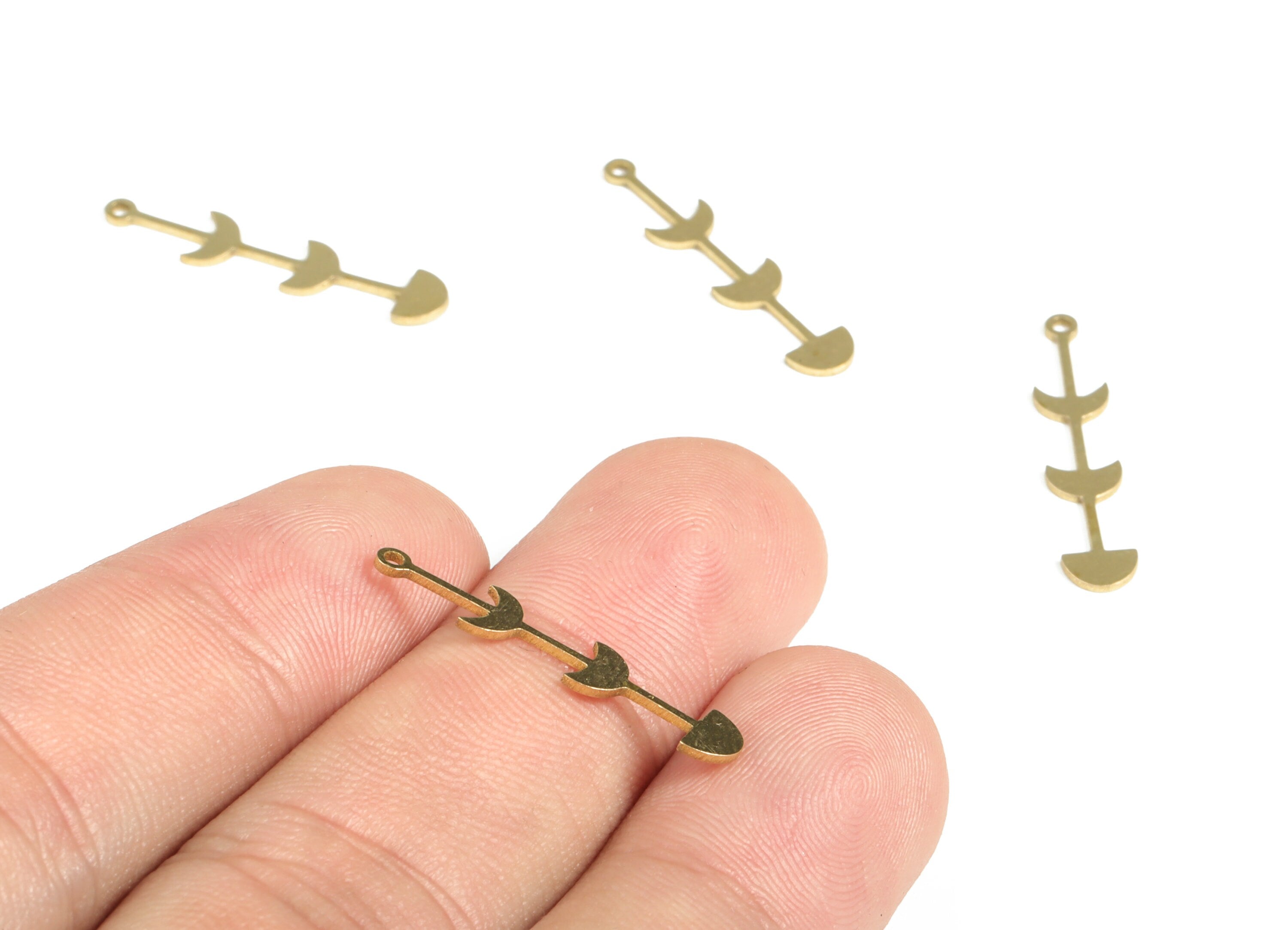 Brass Semicircle Crescent Earring Charms - Raw Brass Moon Pendant - Earring Findings - Jewelry Supplies - 24.97x4.98x0.68mm - PP3986 - DOMEDBAZAAR
