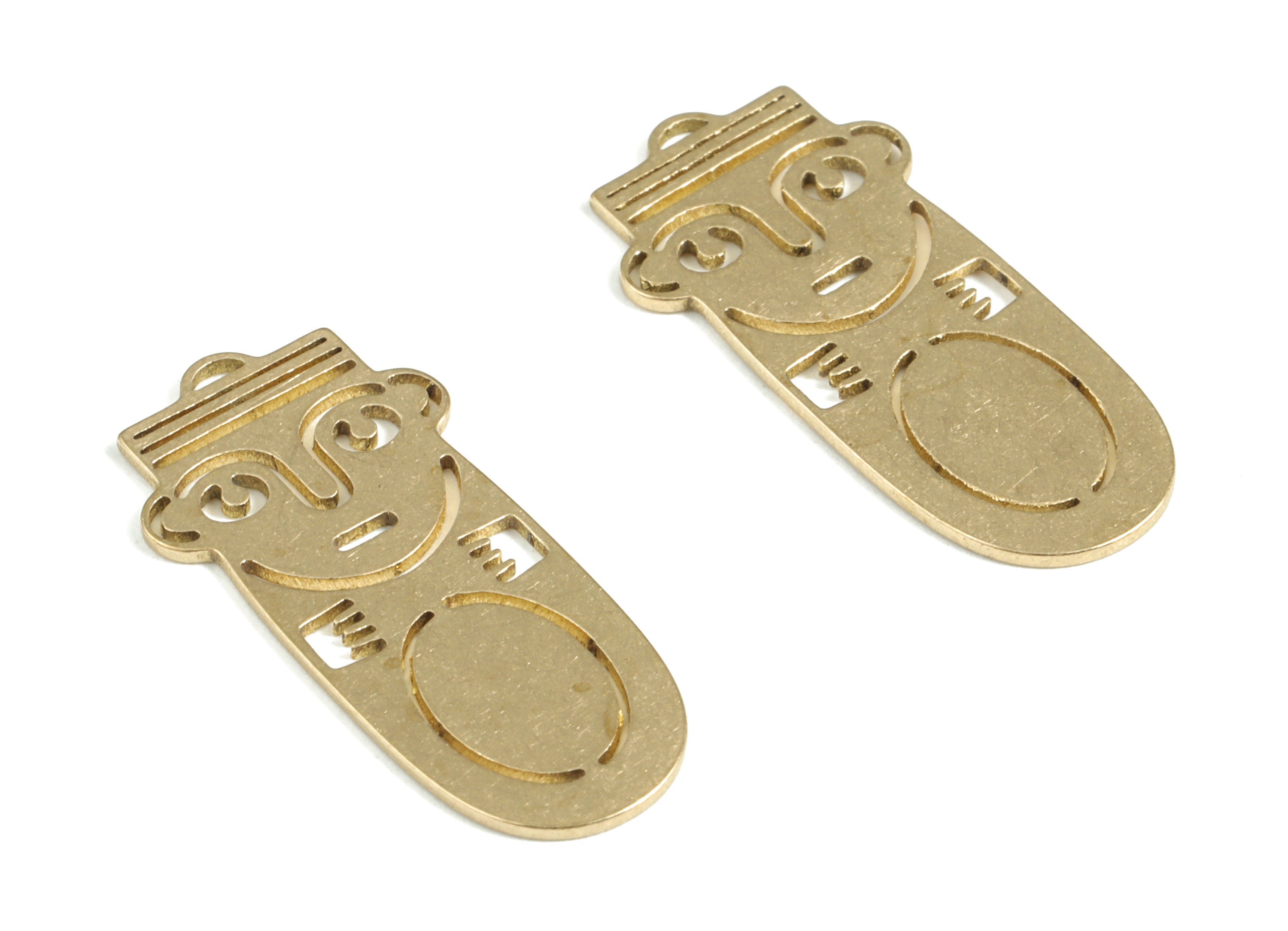 Brass D Pharaoh Earring Charms - Raw Brass D Pharaoh Pendant  - Earrings Finding - Jewelry Supplies - 25.15x12.27x0.7mm - PP3984 - DOMEDBAZAAR