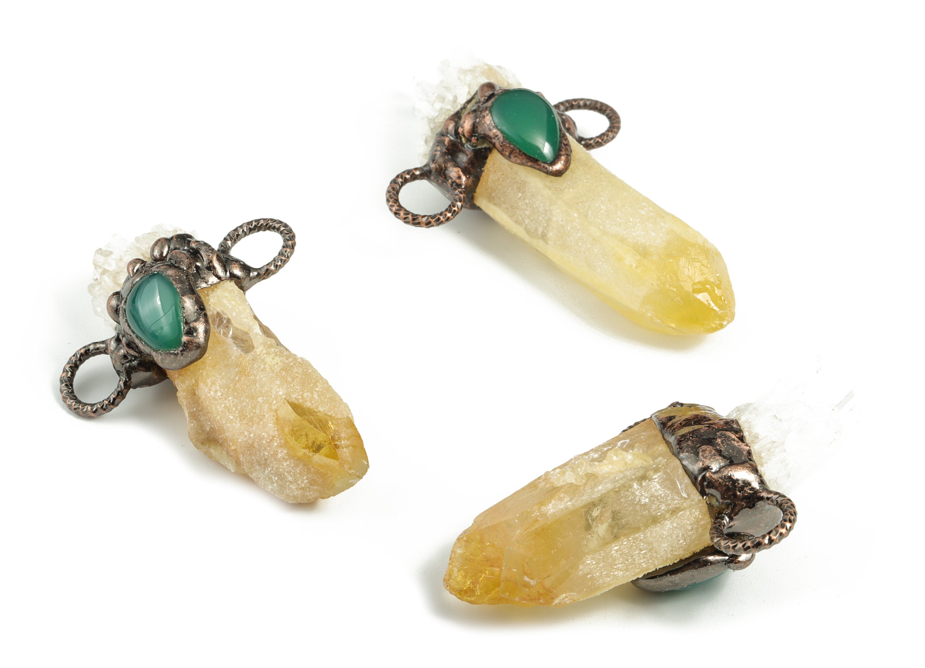 Yellow Crystal Bullet Pendant – Green Zircon Eye Jewelry Charm -  Average Size – Jewelry Making Supplies - 63.18x40.92x22.27mm - NS1318 - DOMEDBAZAAR