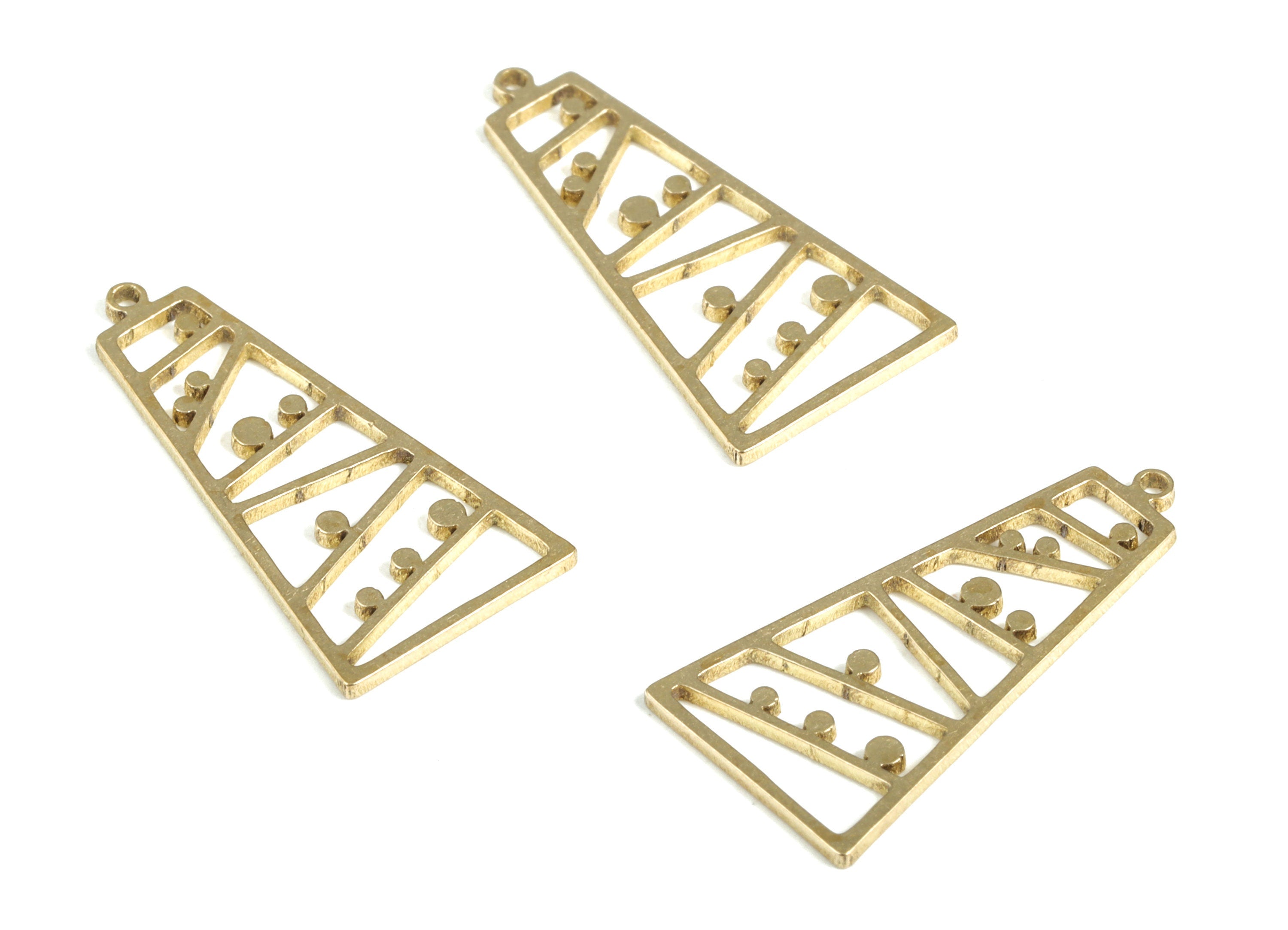Brass Wave Earring Charms - Raw Brass Trapezoid Pendant – Trapezoid Shape Charm – DIY Jewelry Making Supplies - 23.2x11.49x0.81mm - PP4047 - DOMEDBAZAAR