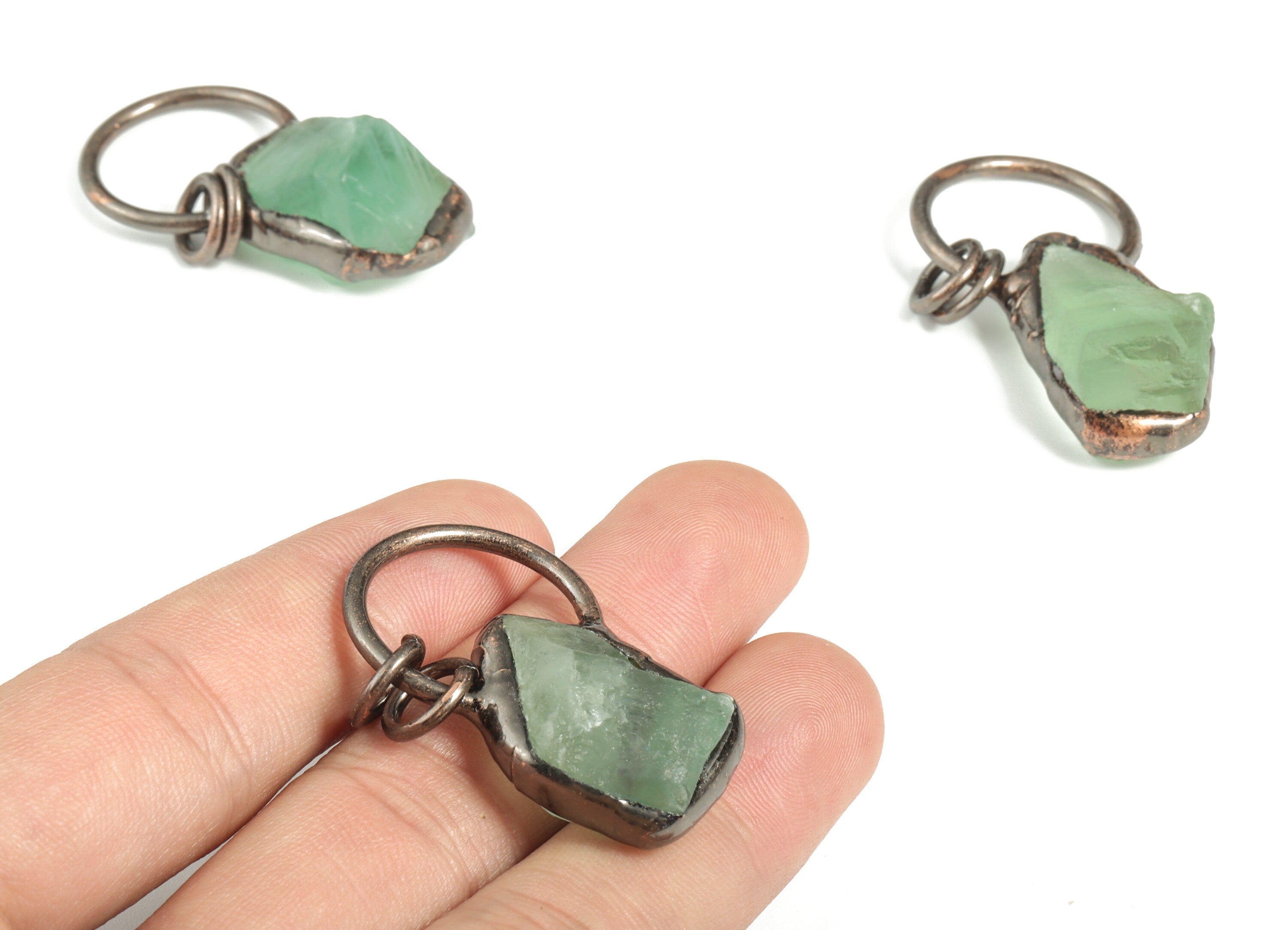 Green Fluorite Crystal Pendant – Irregular Fluorite Crystal Charms - DIY Jewelry Supplies - Average Size - 43.55×22.2×11.44mm - NS1333 - DOMEDBAZAAR