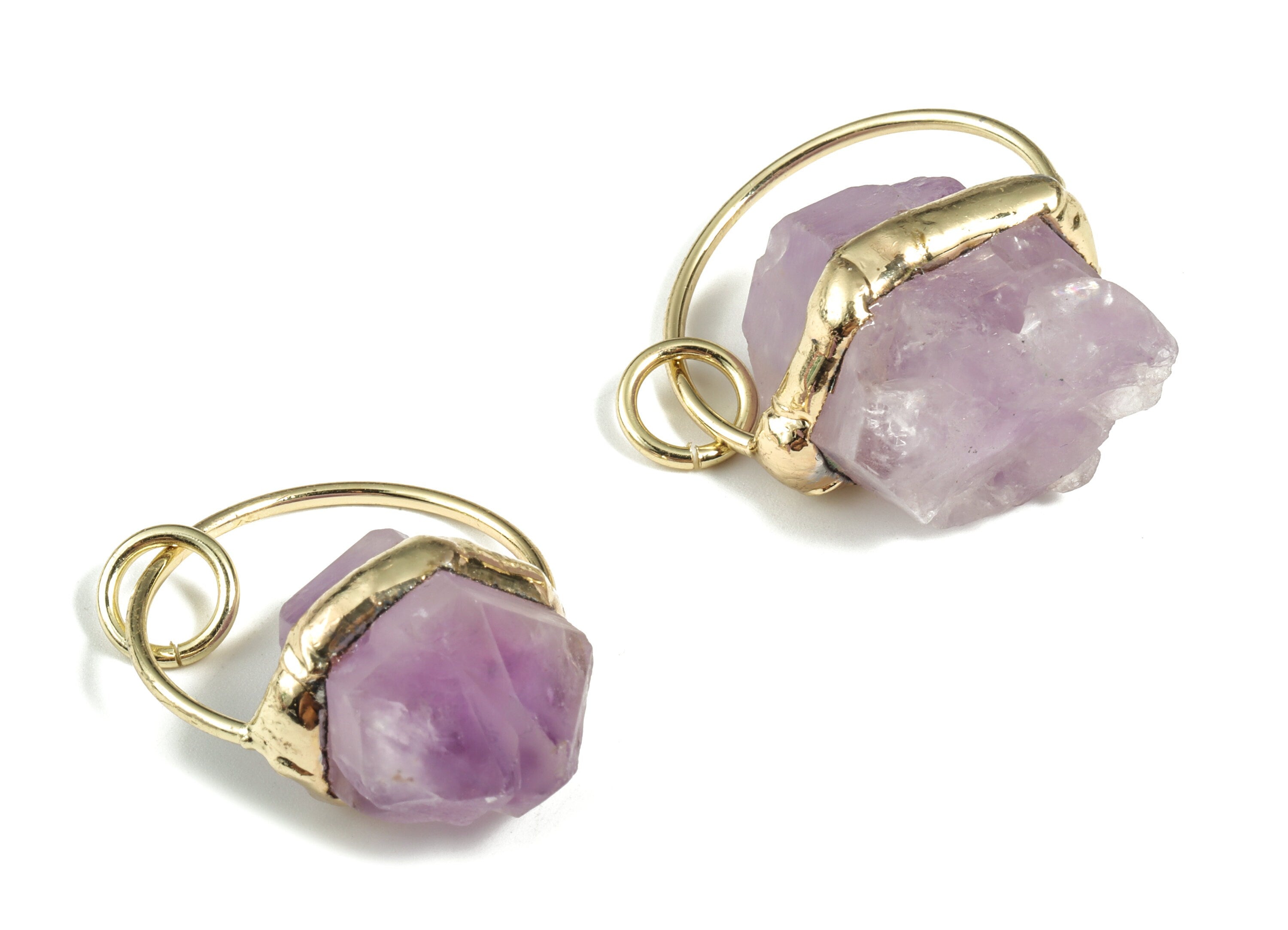 Raw Amethyst Pendant Charm - Genuine Amethyst Earring Charm - Amethyst Stone - Jewelry Supplies - Average Size -39.33×30.94×18.3mm - NS1335 - DOMEDBAZAAR