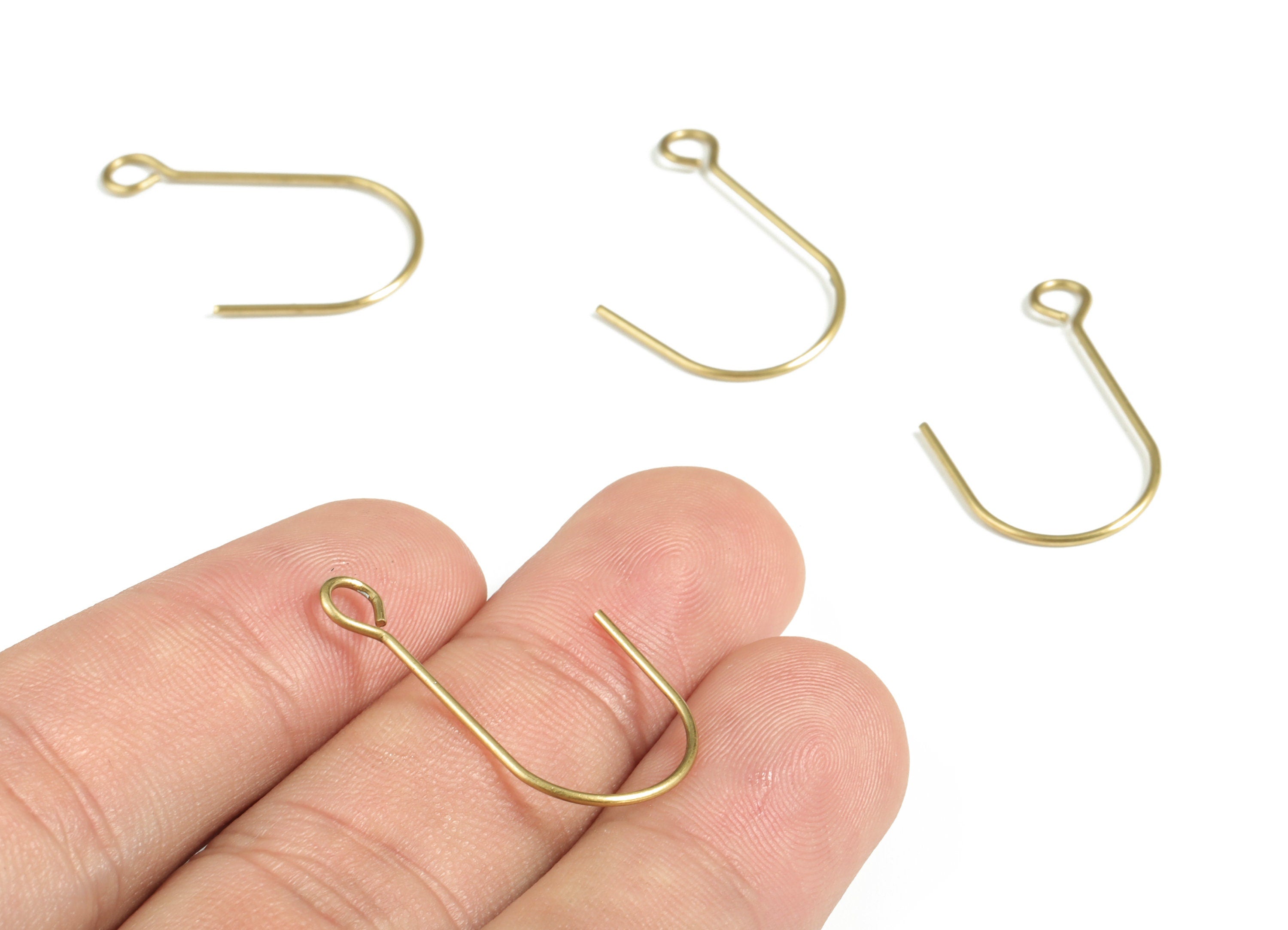 Raw Brass Hook Charms - Brass Earring Connector- Raw Brass Earring Charms - Brass Wire Pendant -Jewelry Supplies - 25.4x14.77x0.78mm -PP3976 - DOMEDBAZAAR