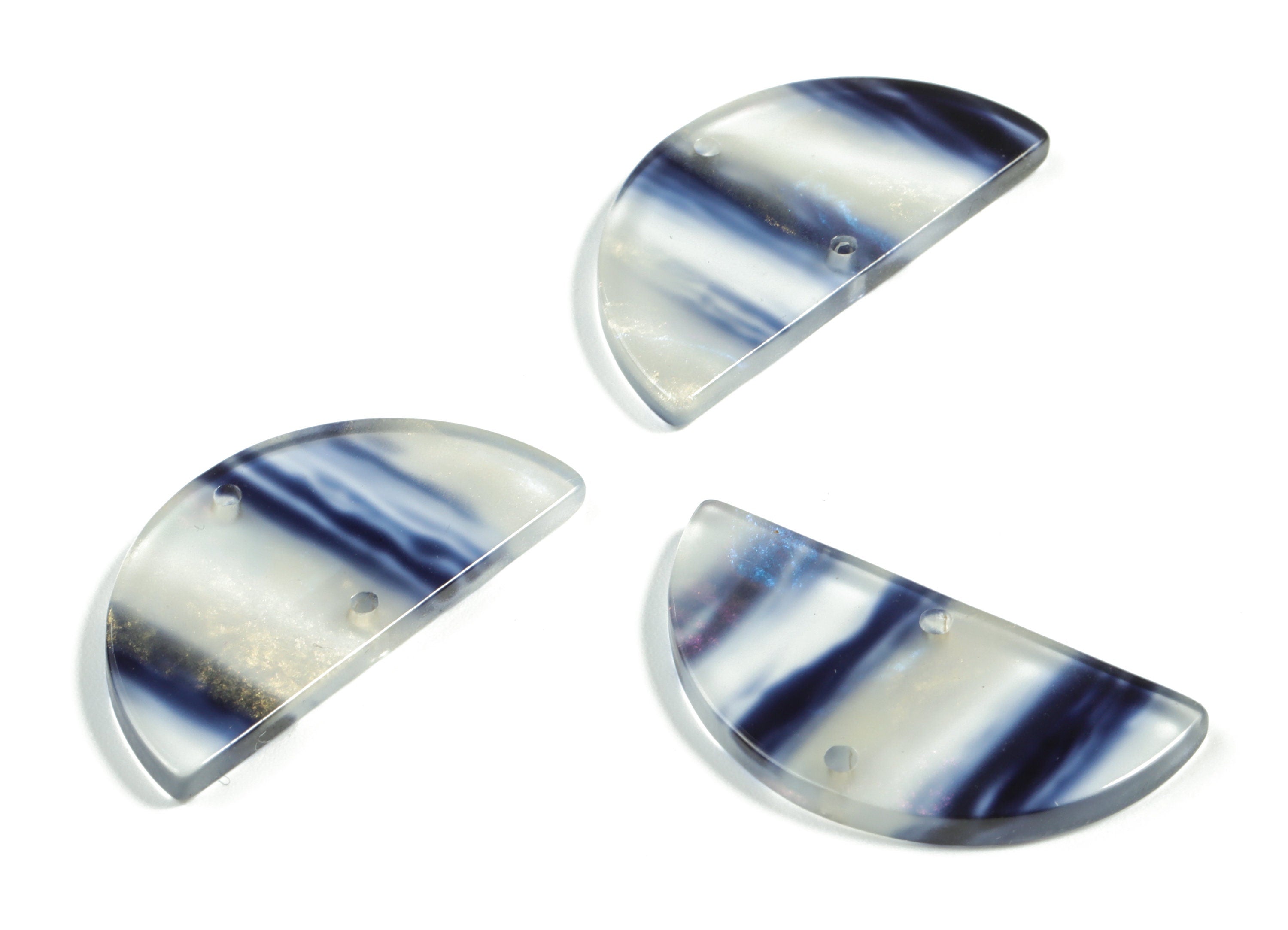 Acetate Semicircle Connectors - 2 Holes - Half Moon Earrings - Jewelry Making Supplies - Color Code:A571 - 29.58x15.11x2.55mm - AC2232-A571 - DOMEDBAZAAR