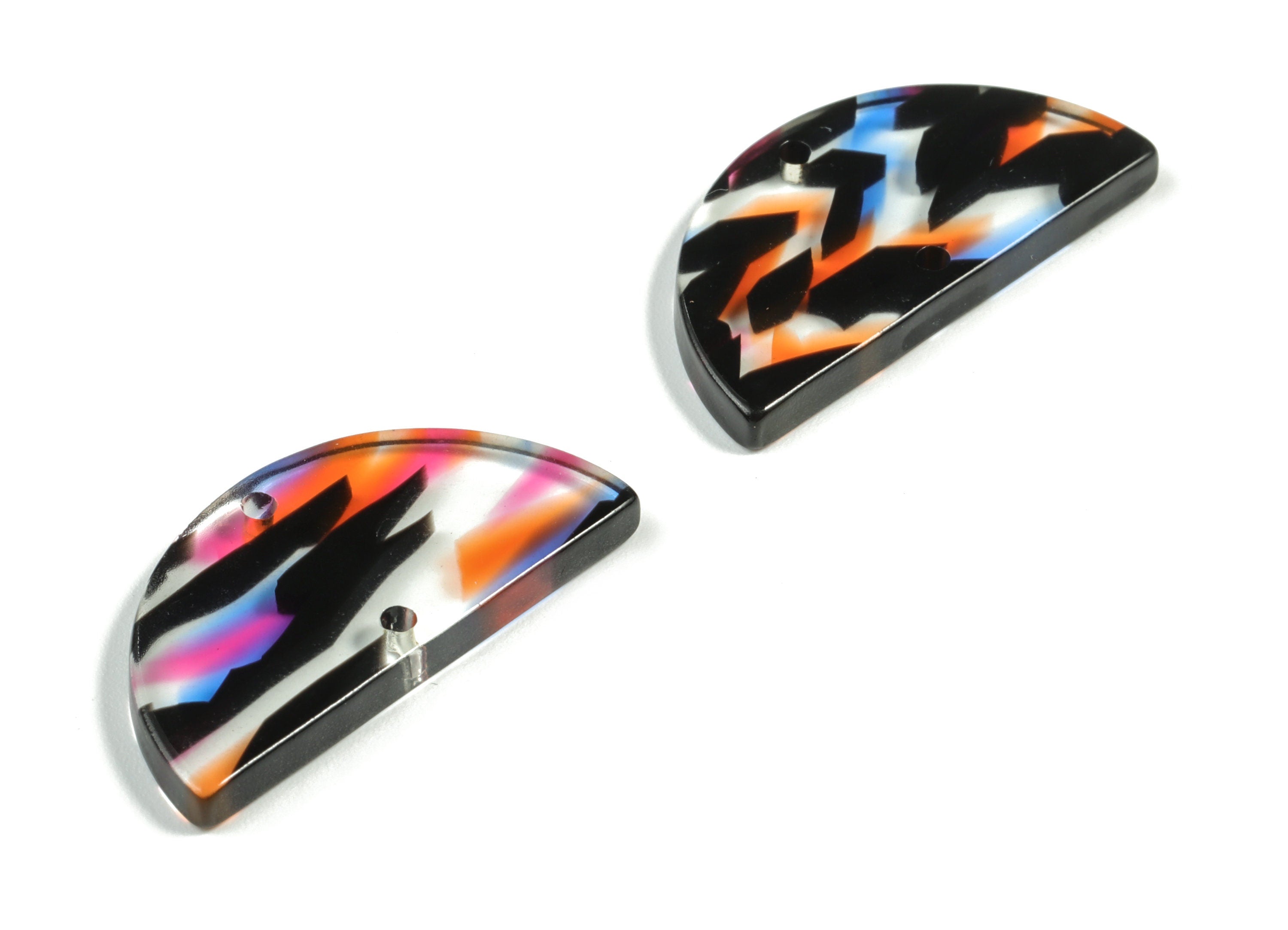 Acetate Semicircle Connectors - 2 Holes - Half Moon Earrings - Jewelry Making Supplies - Color Code:A565 - 29.68x15.13x2.94mm - AC2232-A565 - DOMEDBAZAAR