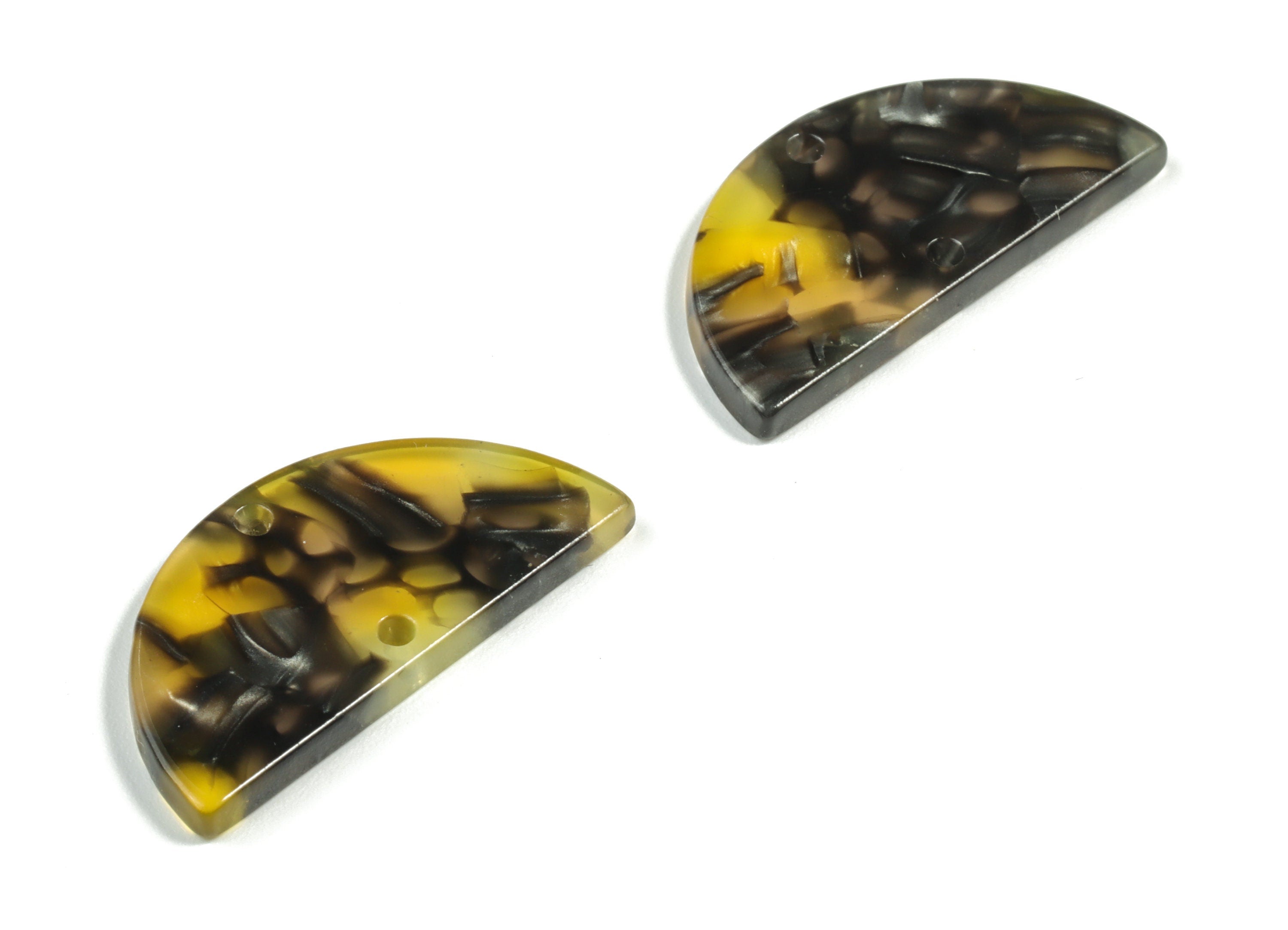 Acetate Semicircle Connectors - 2 Holes - Half Moon Earrings - Jewelry Making Supplies - Color Code:A570 - 29.75x15.04x2.55mm - AC2232-A570 - DOMEDBAZAAR