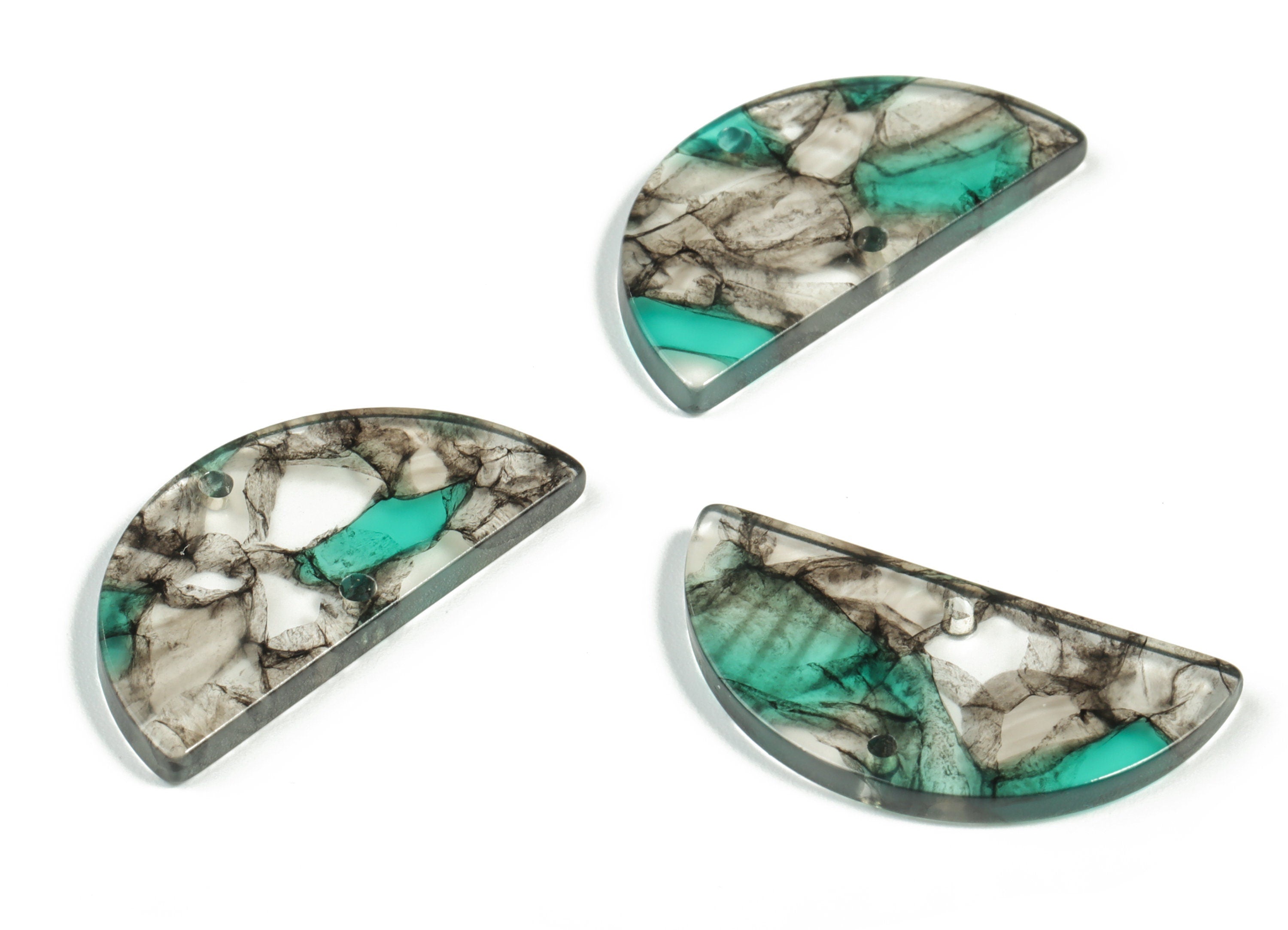 Acetate Semicircle Connectors - 2 Holes - Half Moon Earrings - Jewelry Making Supplies - Color Code:A568 - 29.62x14.97x2.51mm - AC2232-A568 - DOMEDBAZAAR