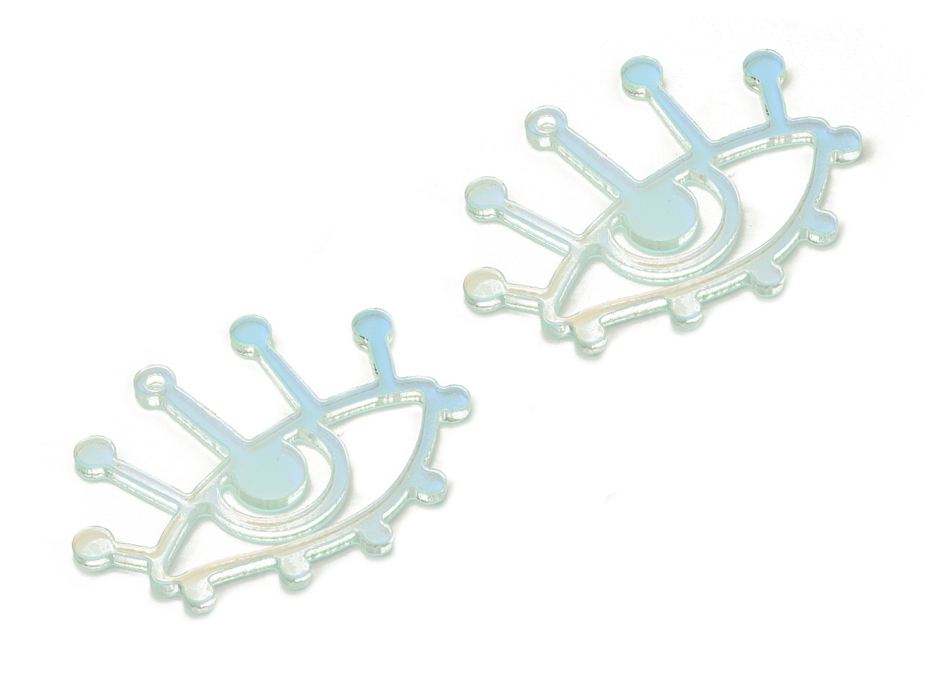 Colorful Acrylic Eye Earring Charms - Acrylic Eyelash Pendant - Jewelry Making Supplies - Color Code:A575 - 35.14x26.54x1.64mm - AC2237-A575 - DOMEDBAZAAR