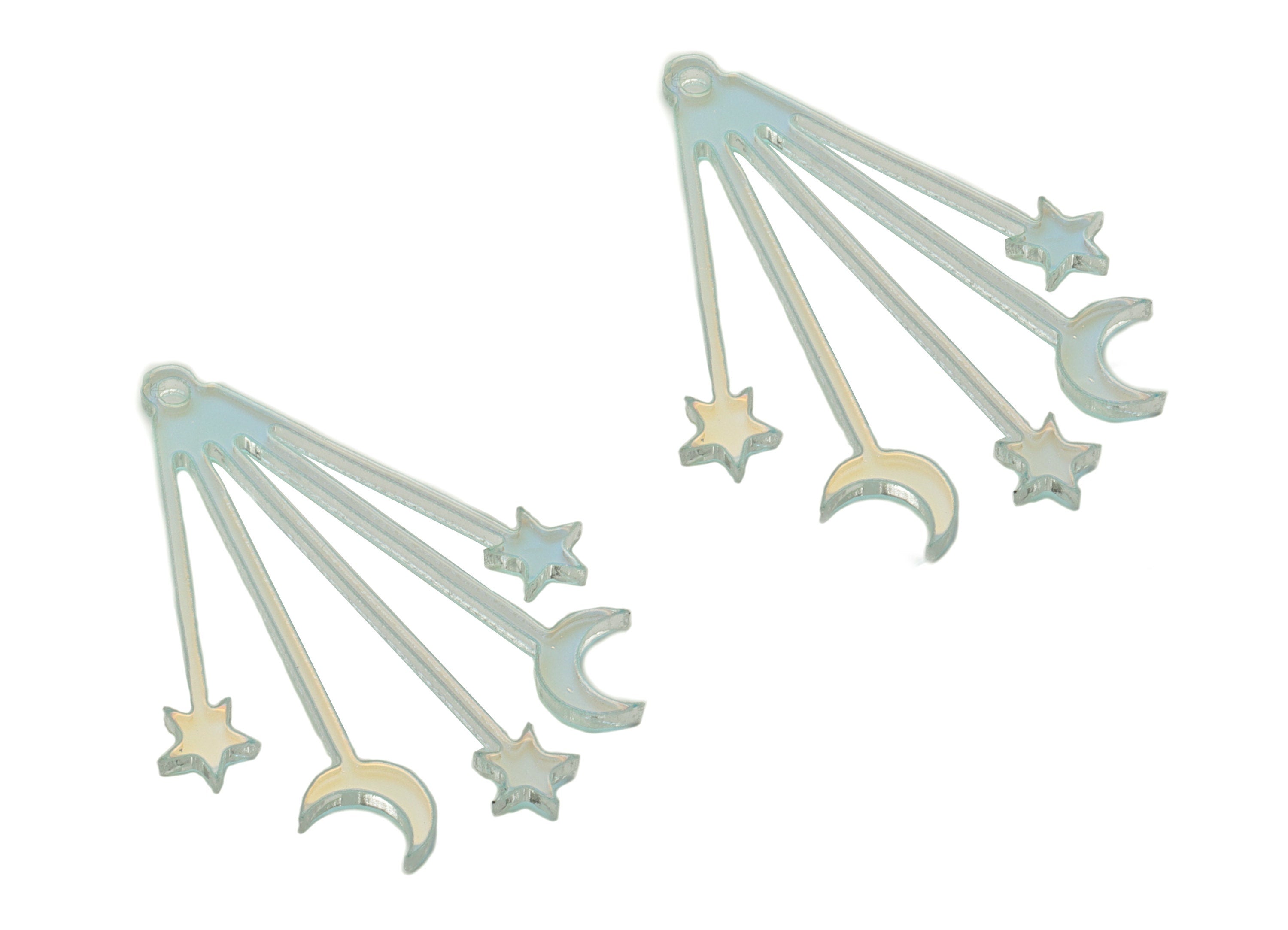 Colorful Acrylic Moon Of Star Earring Charms - Moon Of Star Pendant - Jewelry Supplies - Color Code:A575 - 43.92x29.3x1.75mm - AC2240-A575 - DOMEDBAZAAR