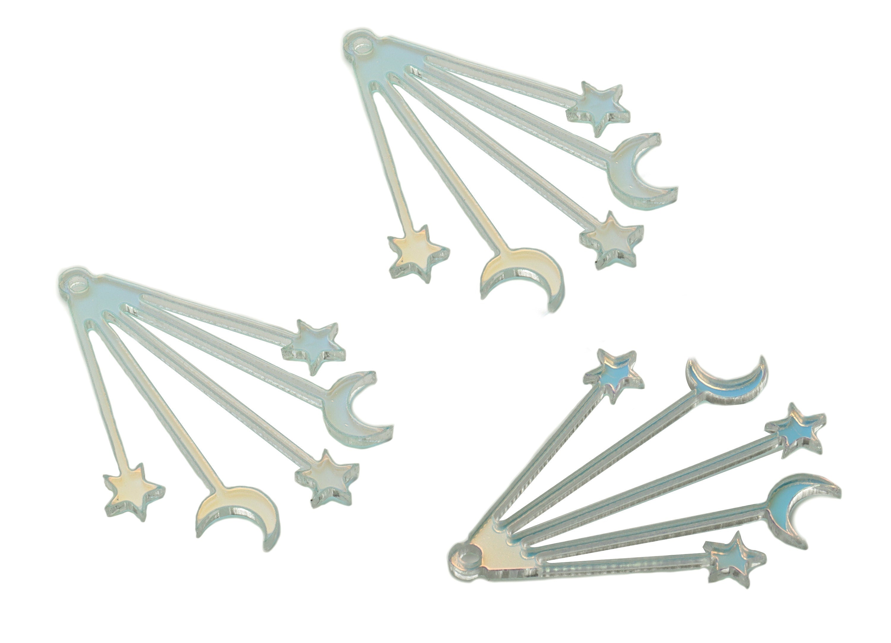 Colorful Acrylic Moon Of Star Earring Charms - Moon Of Star Pendant - Jewelry Supplies - Color Code:A575 - 43.92x29.3x1.75mm - AC2240-A575 - DOMEDBAZAAR