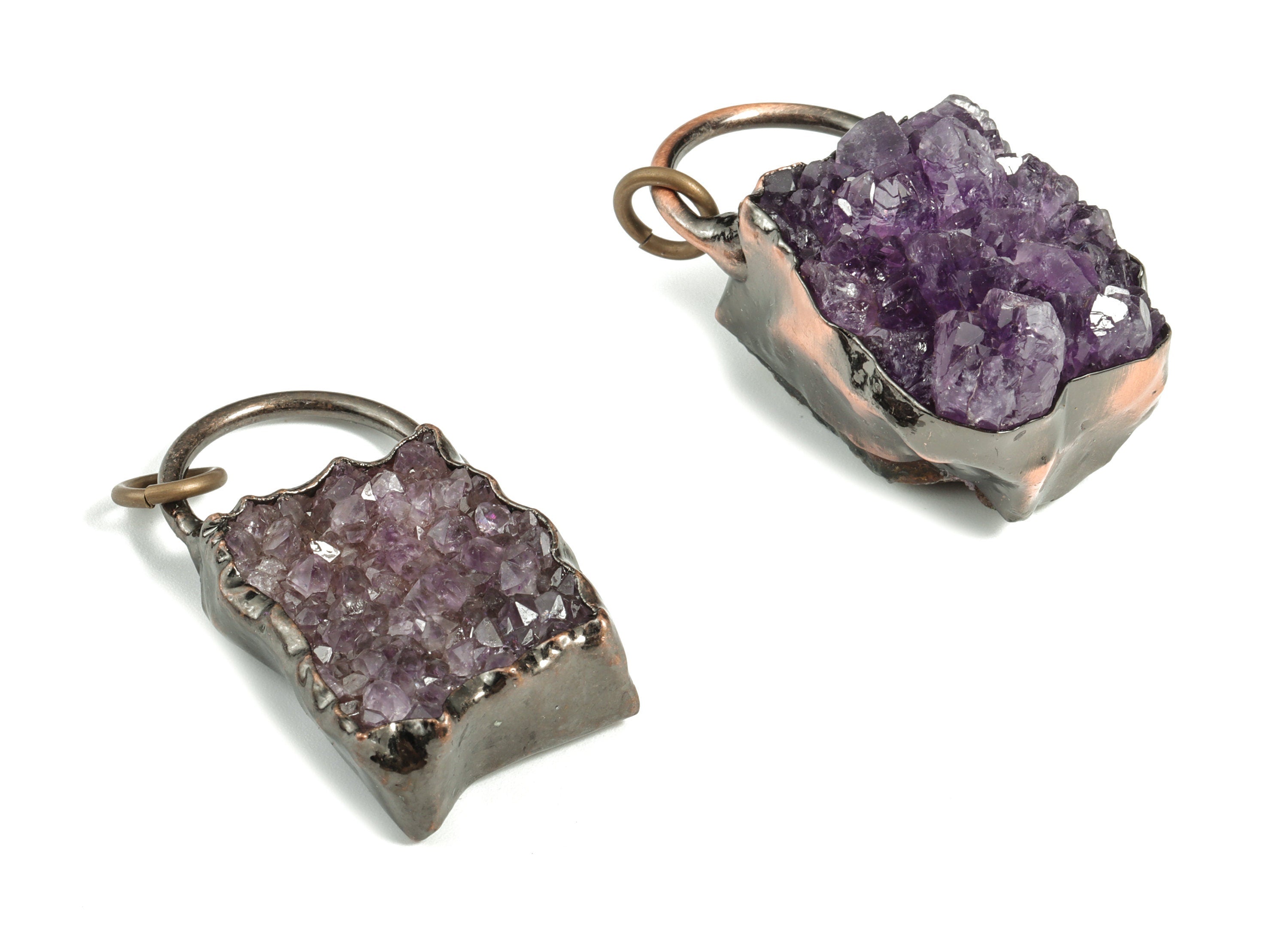 Amethyst Irregular Earring Charms – Irregular Shape Black Amethyst Pendant – Jewelry Making Supplies - 46.07x27.04x23.86mm - NS1342 - DOMEDBAZAAR
