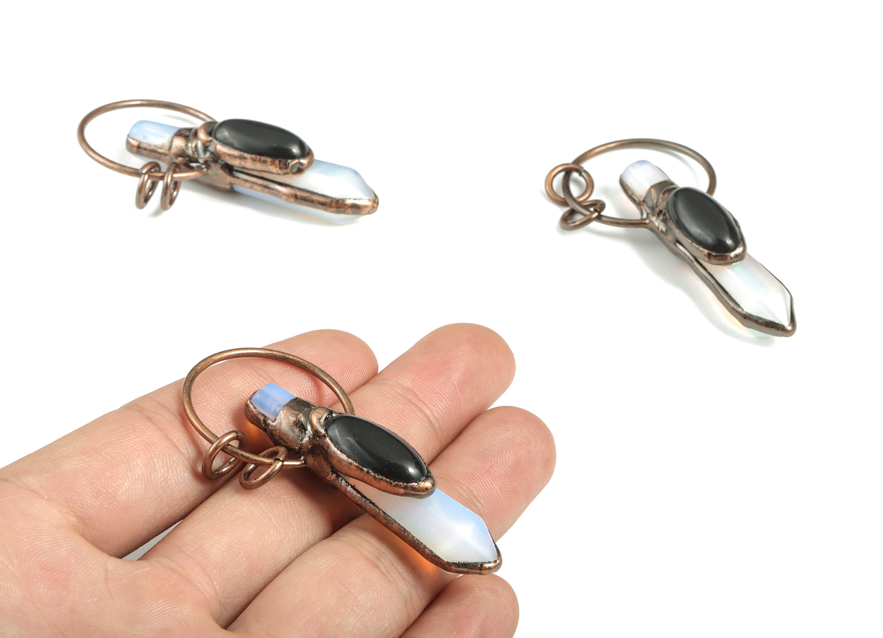 Black Onyx Opal Jewelry Charms – Bullet Shape Pendant – Average Size Pendant - Jewelry Supplies - 62.37x27.88x14.13mm - NS1345 - DOMEDBAZAAR