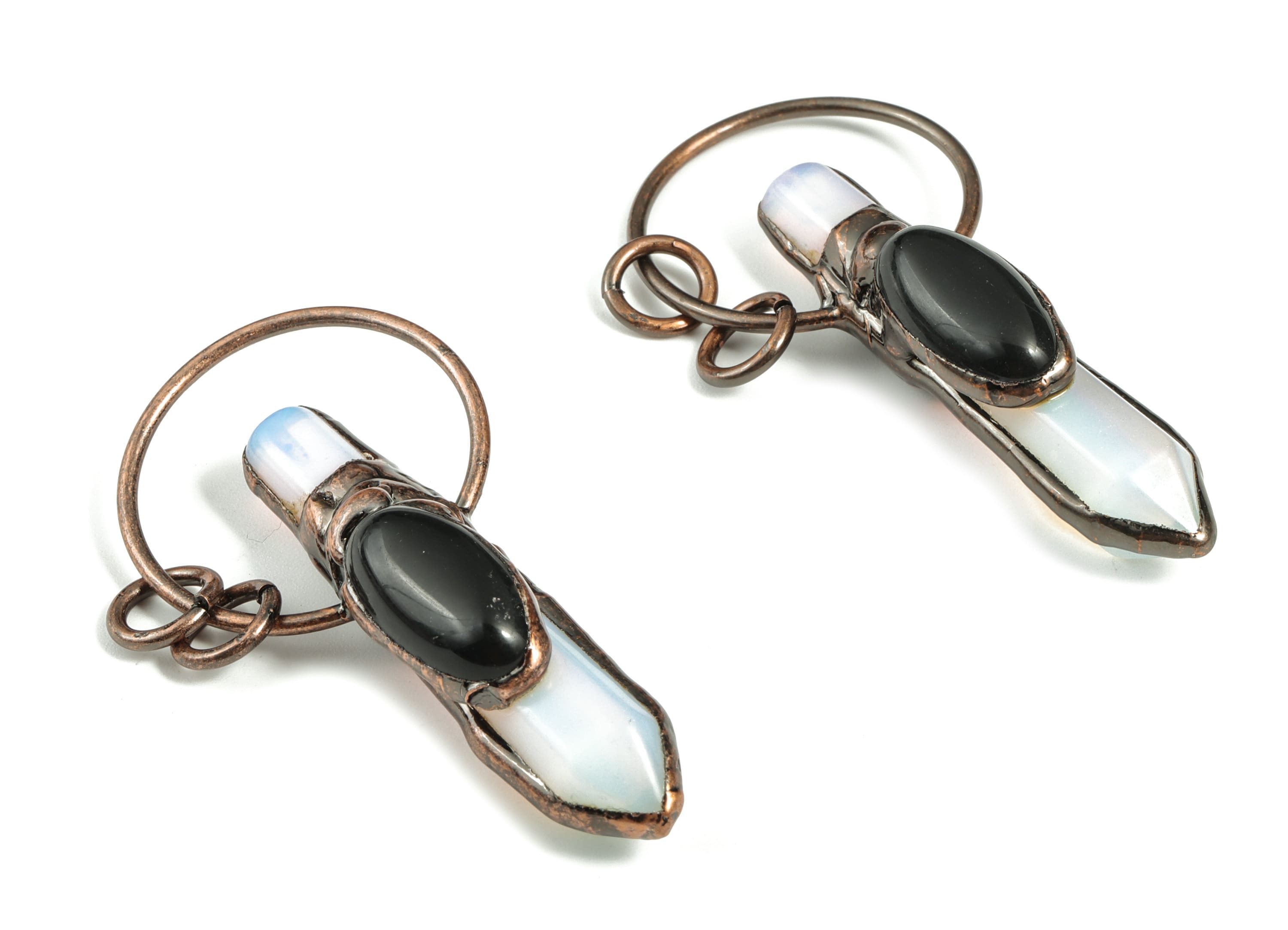 Black Onyx Opal Jewelry Charms – Bullet Shape Pendant – Average Size Pendant - Jewelry Supplies - 62.37x27.88x14.13mm - NS1345 - DOMEDBAZAAR