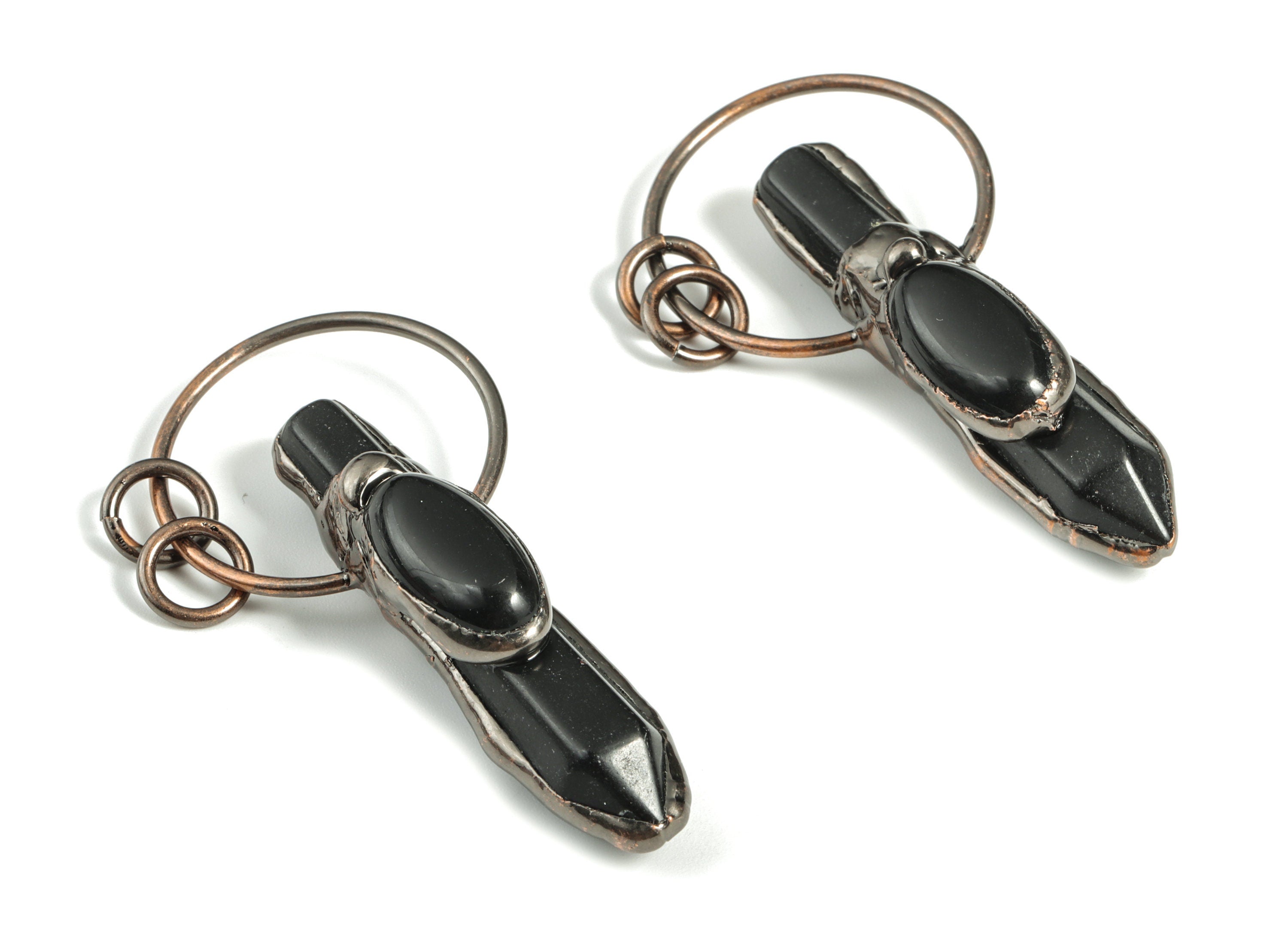 Black Onyx Pendant - Black Opal Bullet Shape Pendant – Average Size - Jewelry Supplies – Average Size - 62.26x28.68x13.50mm - NS1354 - DOMEDBAZAAR