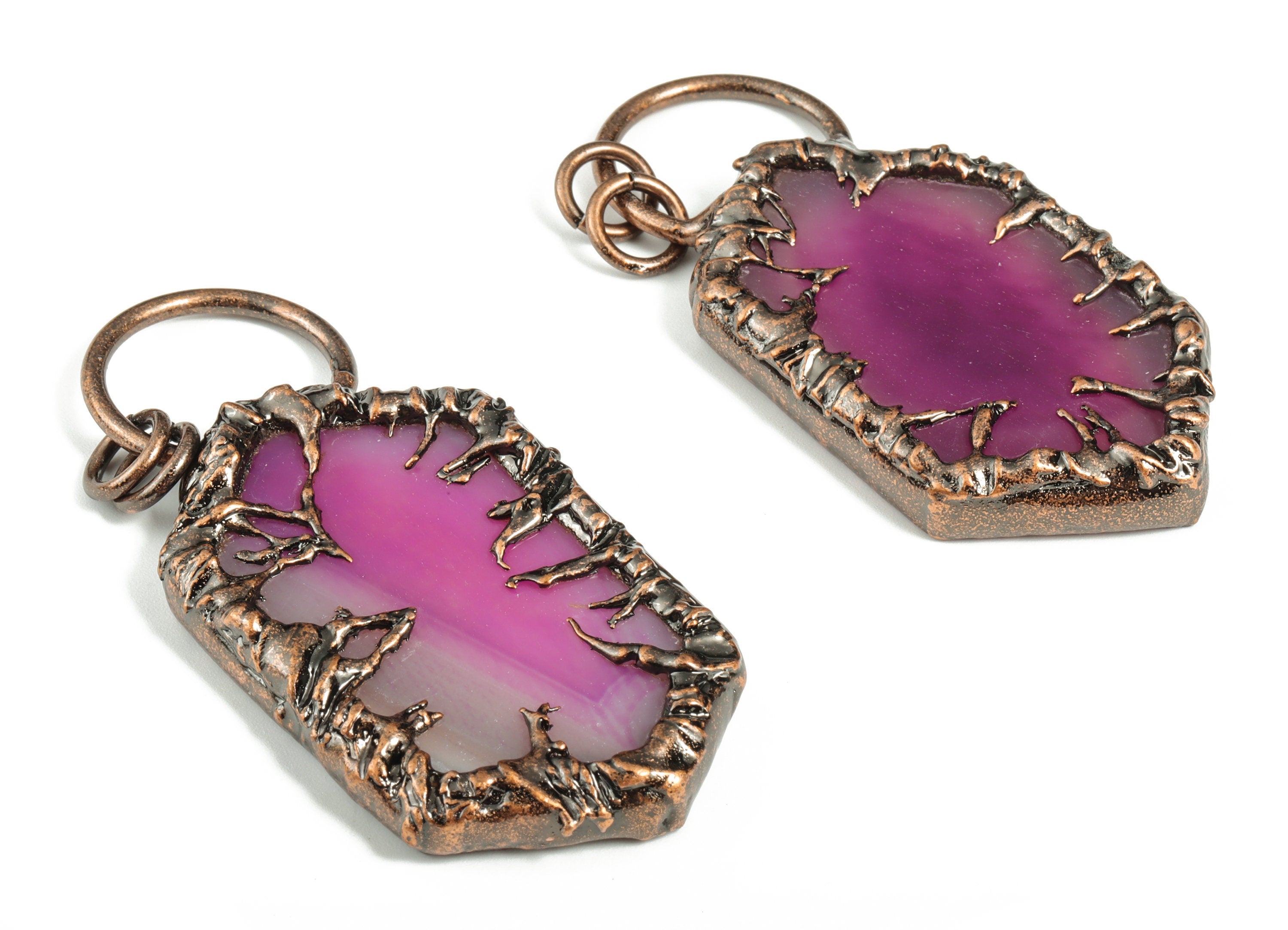 Purple Agate Crystal Pendant – Hexagon Raw Purple Agate – Gemstone Jewelry - Average Size - Jewelry Supplies - 75.27×33.82×6.78mm - NS1363 - DOMEDBAZAAR