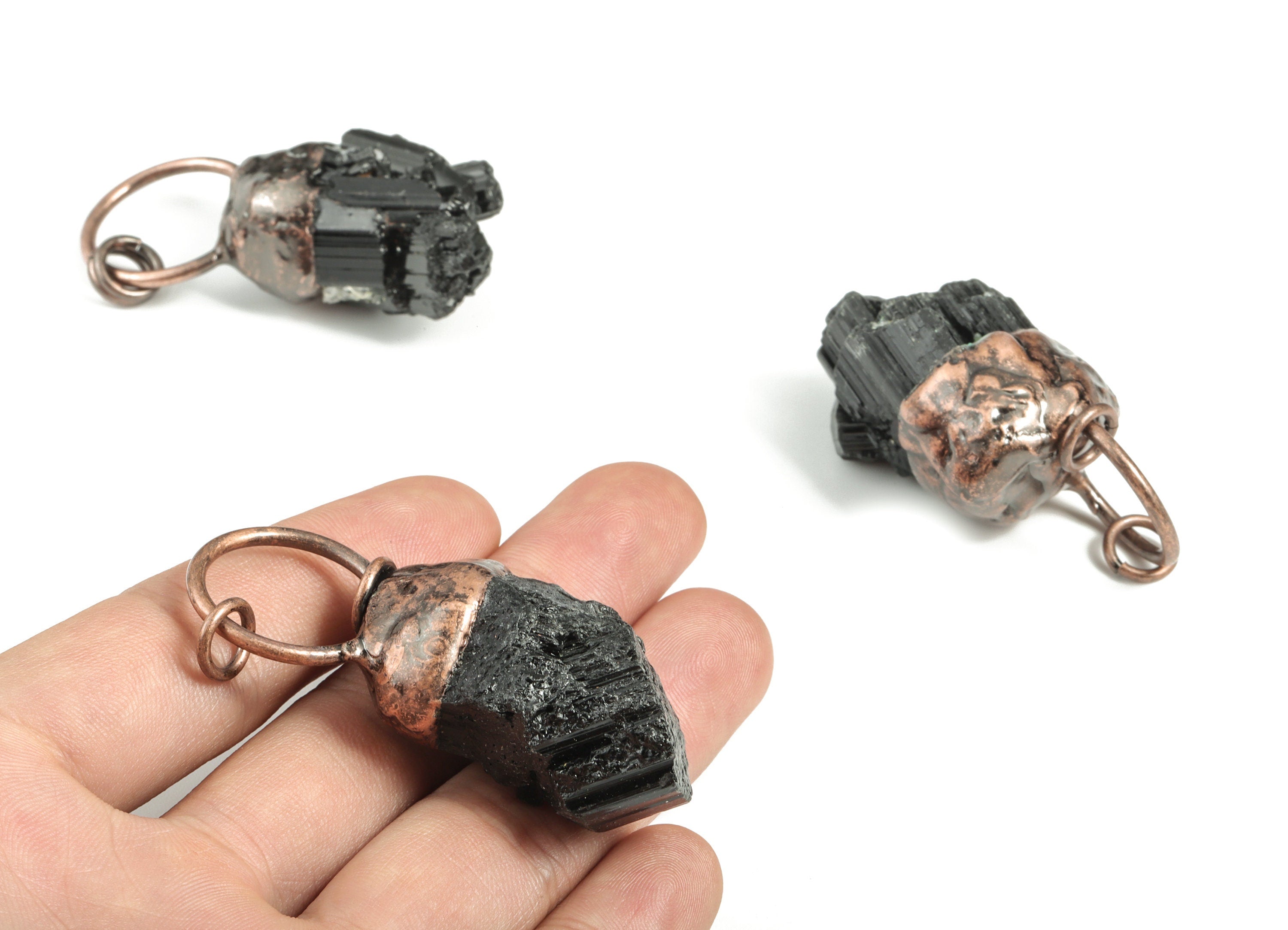 Raw Black Tourmaline Pendant – Black Tourmaline Jet stone – Healing Crystal Jewelry - Adjustable Size - 58.56× 25.3× 21.42mm - NS1368 - DOMEDBAZAAR