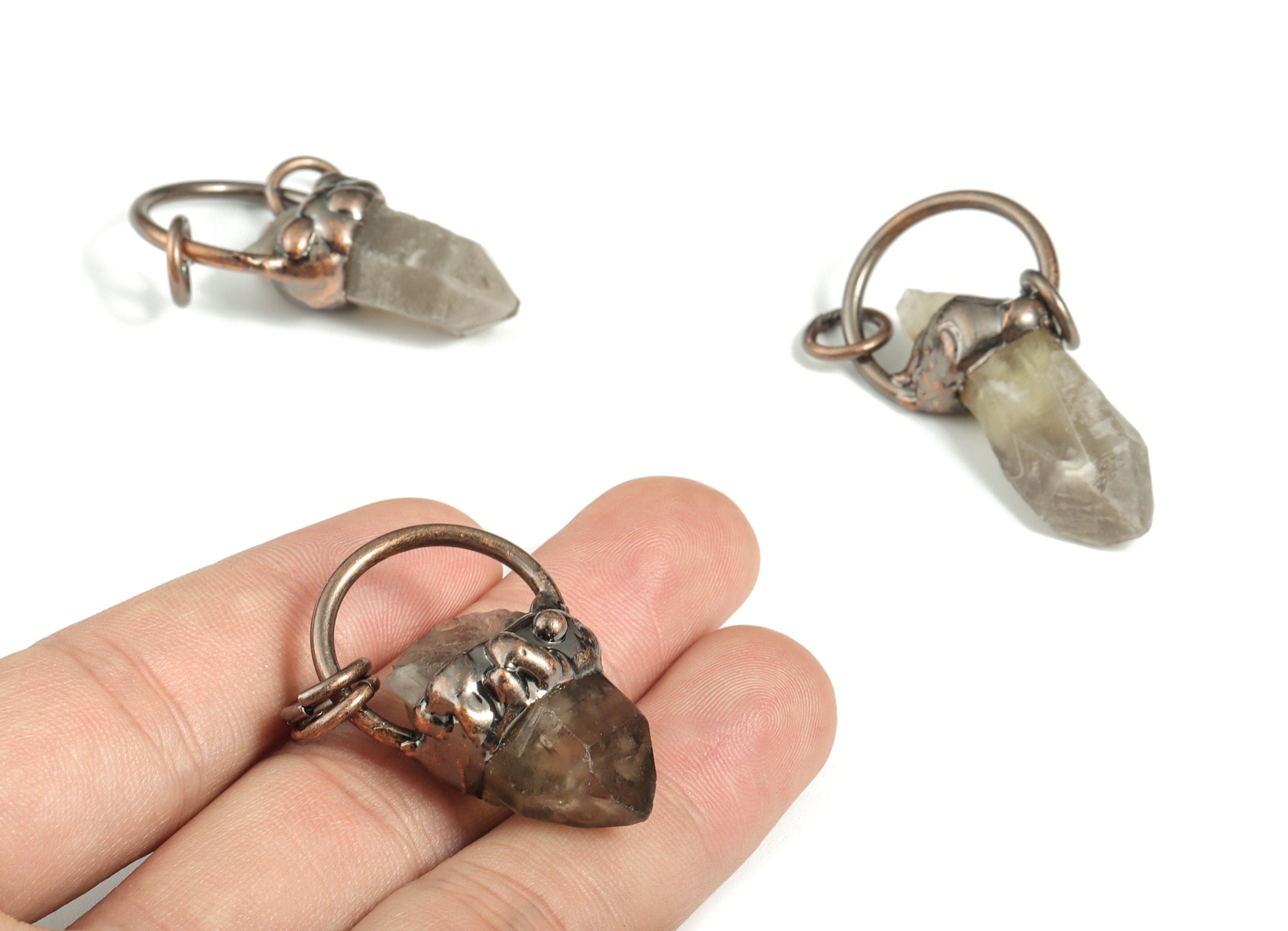 Raw Natural Citrine Pointed Pendant - White Healing Crystal Earrings Charm– Jewelry Supplies - Average Size - 43.67x22.64×10.75mm - NS1383 - DOMEDBAZAAR