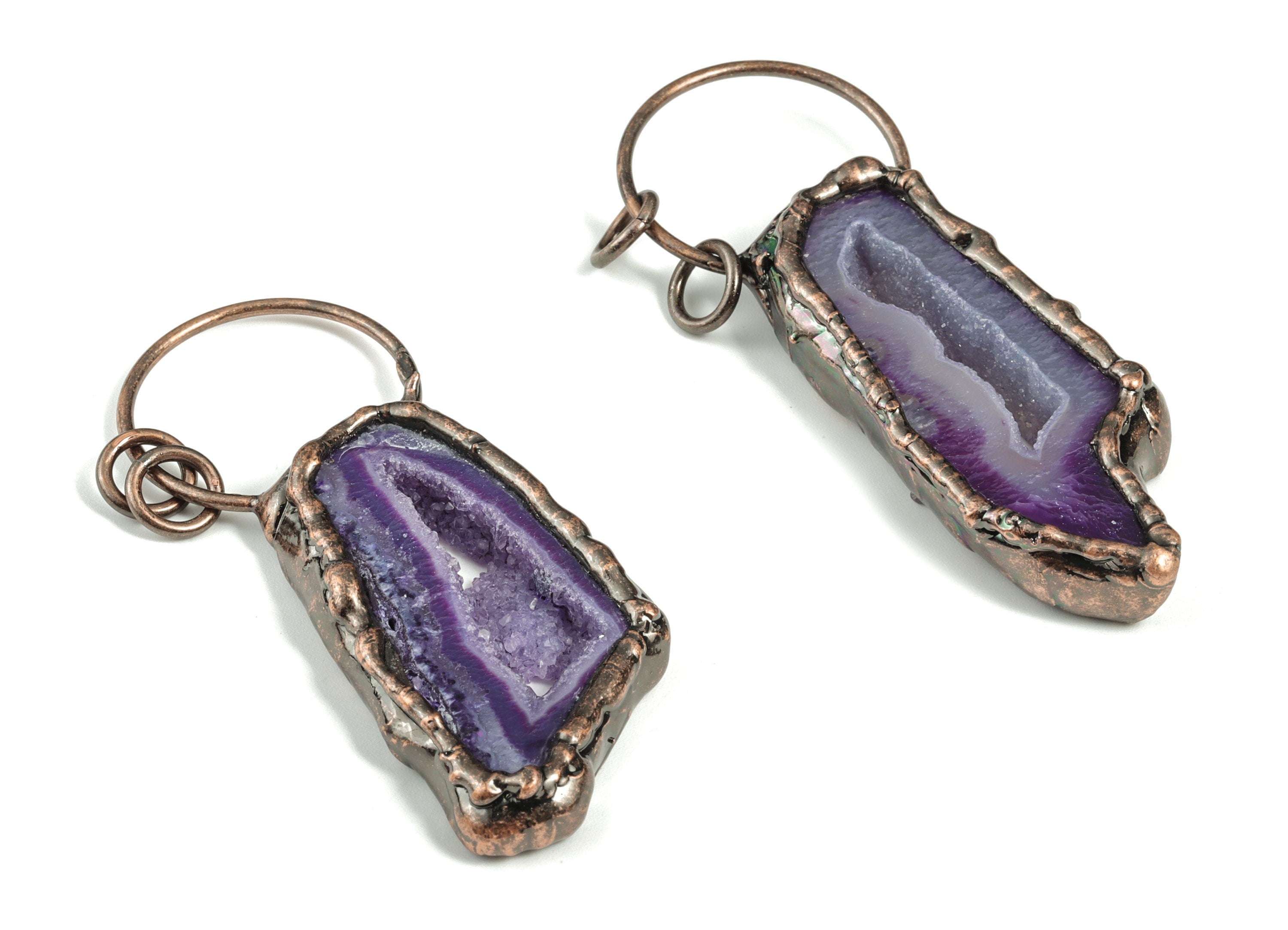 Agate Slice Druzy Pendant – Irregular Druzy Agate Charm – Gemstone Jewelry - Jewelry Supplies - Average Size - 80.34×29.07×9.55mm - NS1387 - DOMEDBAZAAR