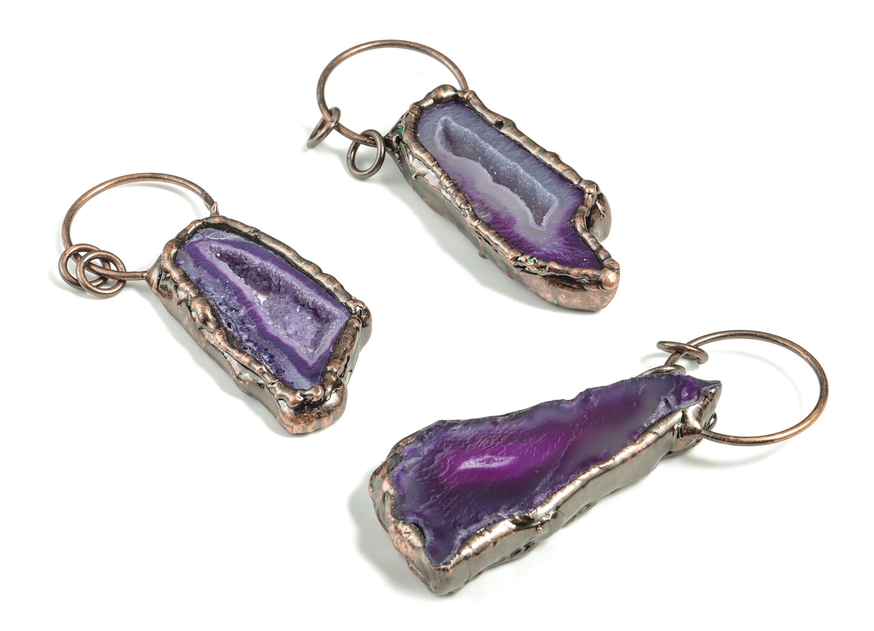 Agate Slice Druzy Pendant – Irregular Druzy Agate Charm – Gemstone Jewelry - Jewelry Supplies - Average Size - 80.34×29.07×9.55mm - NS1387 - DOMEDBAZAAR