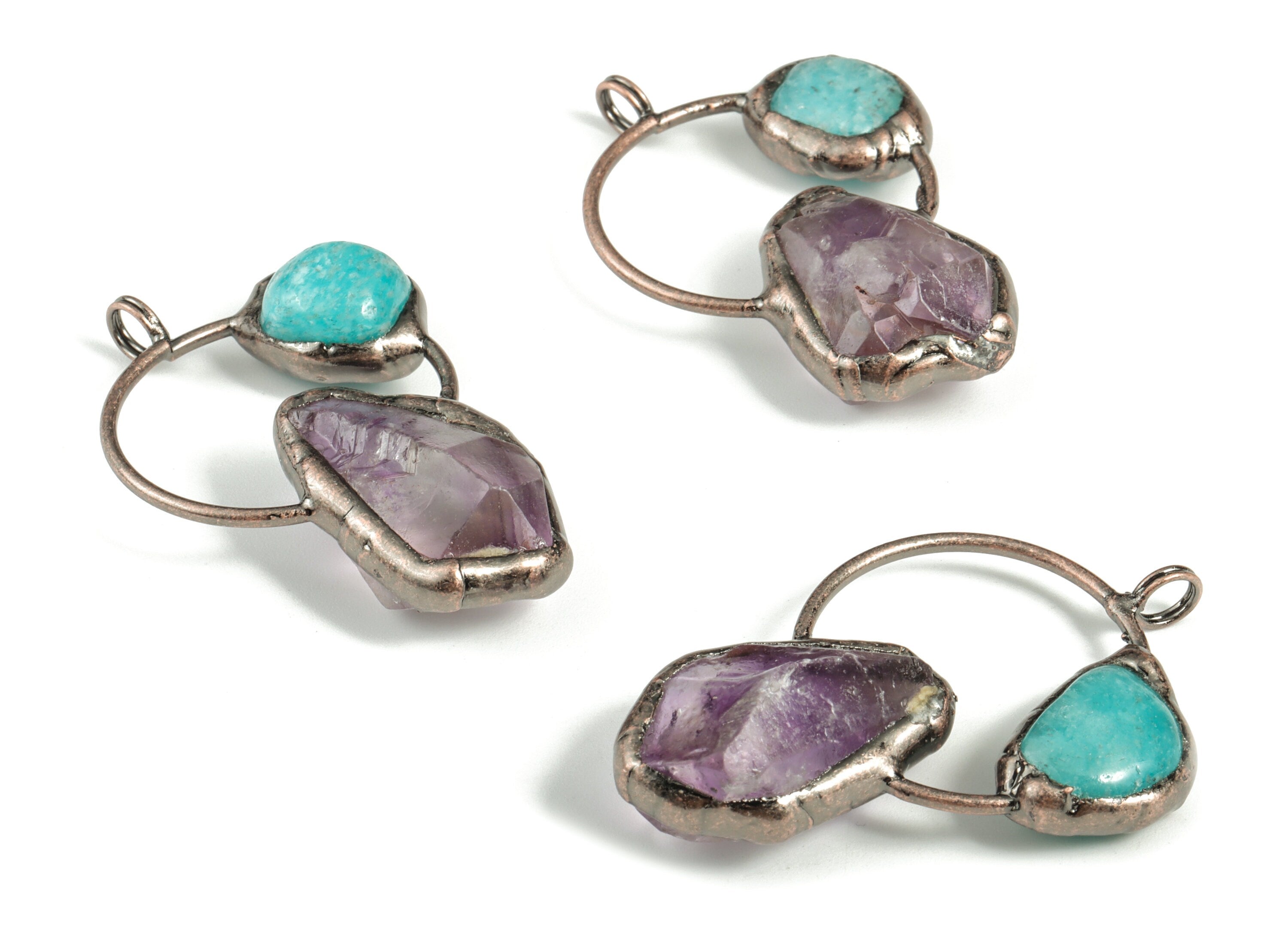 Tianjin Amethyst Charm - Tianjin Stone Pendant - Tianjin Amethyst Gemstone Jewelry Supplies - Average Size - 55.88×34.79×18.85mm - NS1388 - DOMEDBAZAAR
