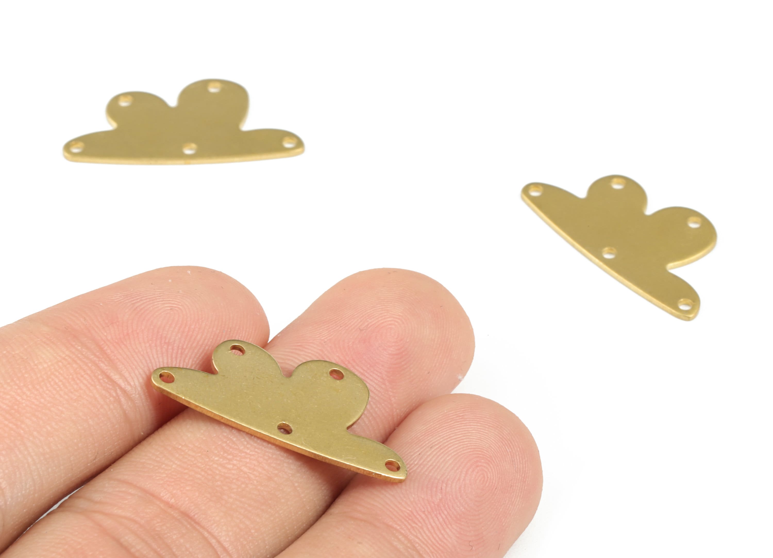 Personalized stamping blank - Brass Cloud Earring Connector - Raw Brass Cloud Earring Charms - 5 Holes  - 26.51x13.44x0.79mm - PP3839 - DOMEDBAZAAR