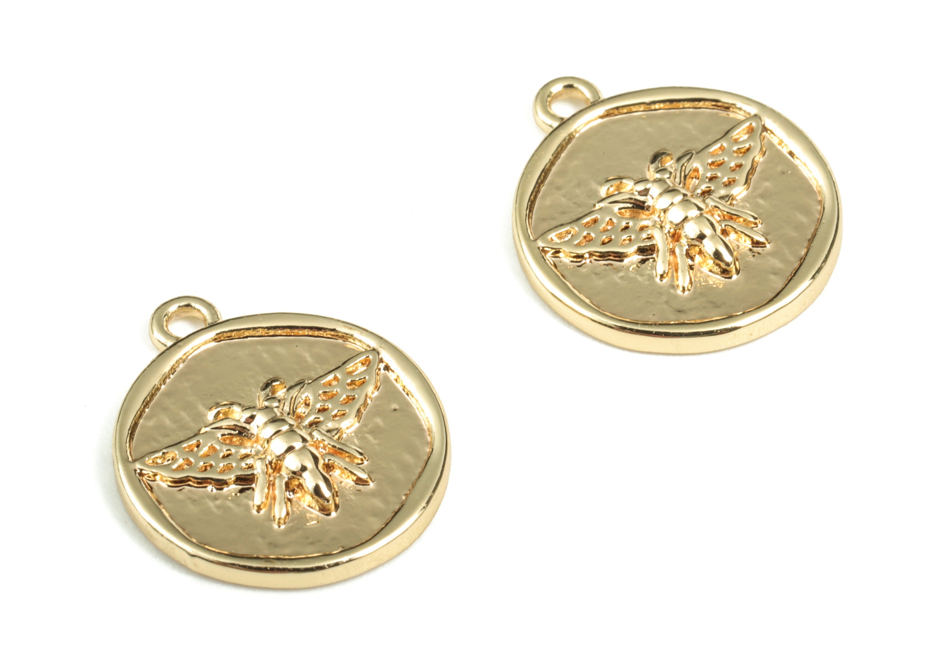 Gold plated Butterfly Charm - Gold Plated round shape Charm Pendant – Jewelry Supplies Making - 14.91 × 12.87 × 1.89mm - RGP2872 - DOMEDBAZAAR