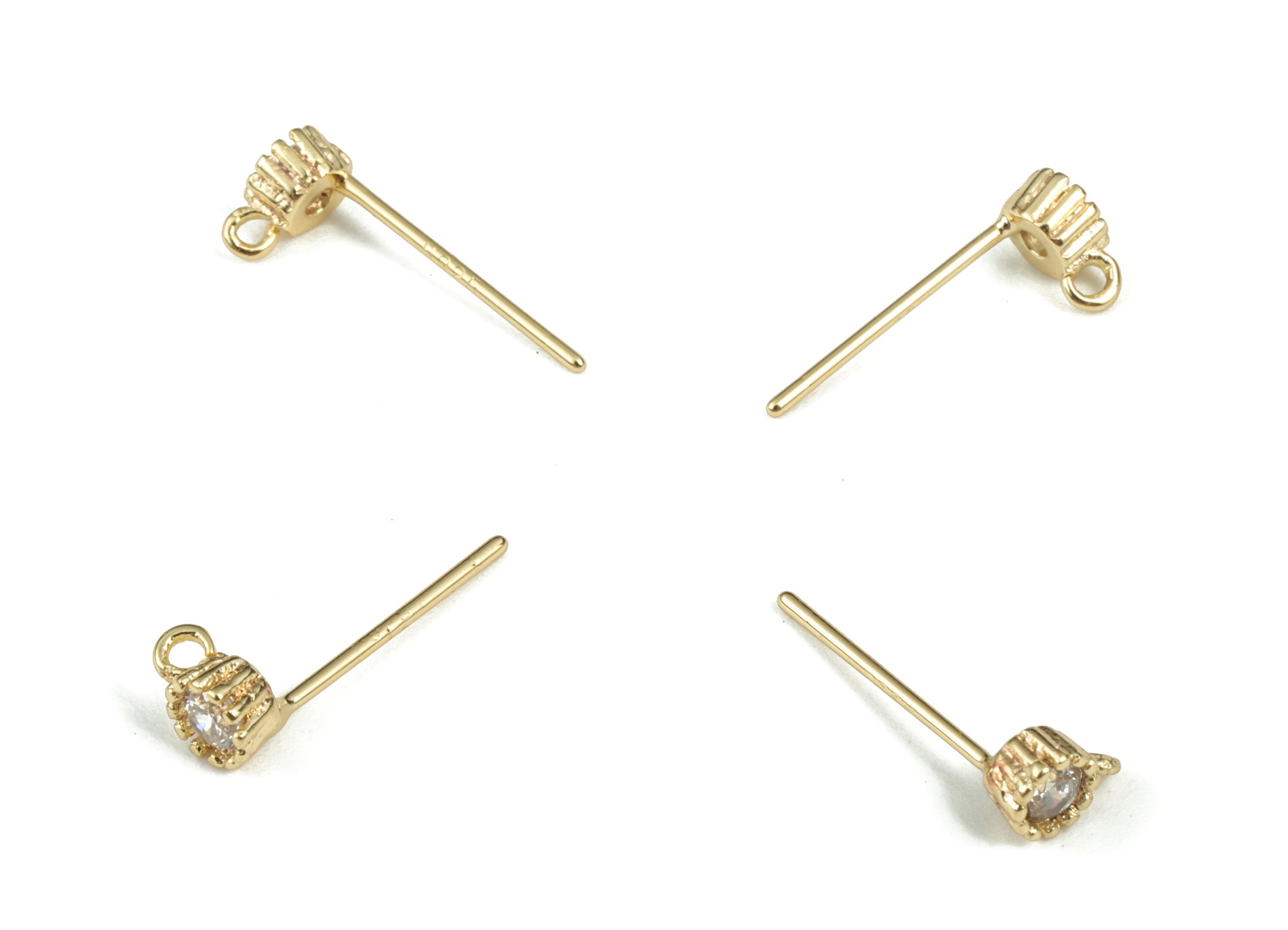 Zirconia Stud Earrings with Loops - Crystal Stud Earrings - Ear Stoppers - DIY Jewelry Making Finding – 5.71 x 3.75 x 2.58mm - RGP2885 - DOMEDBAZAAR