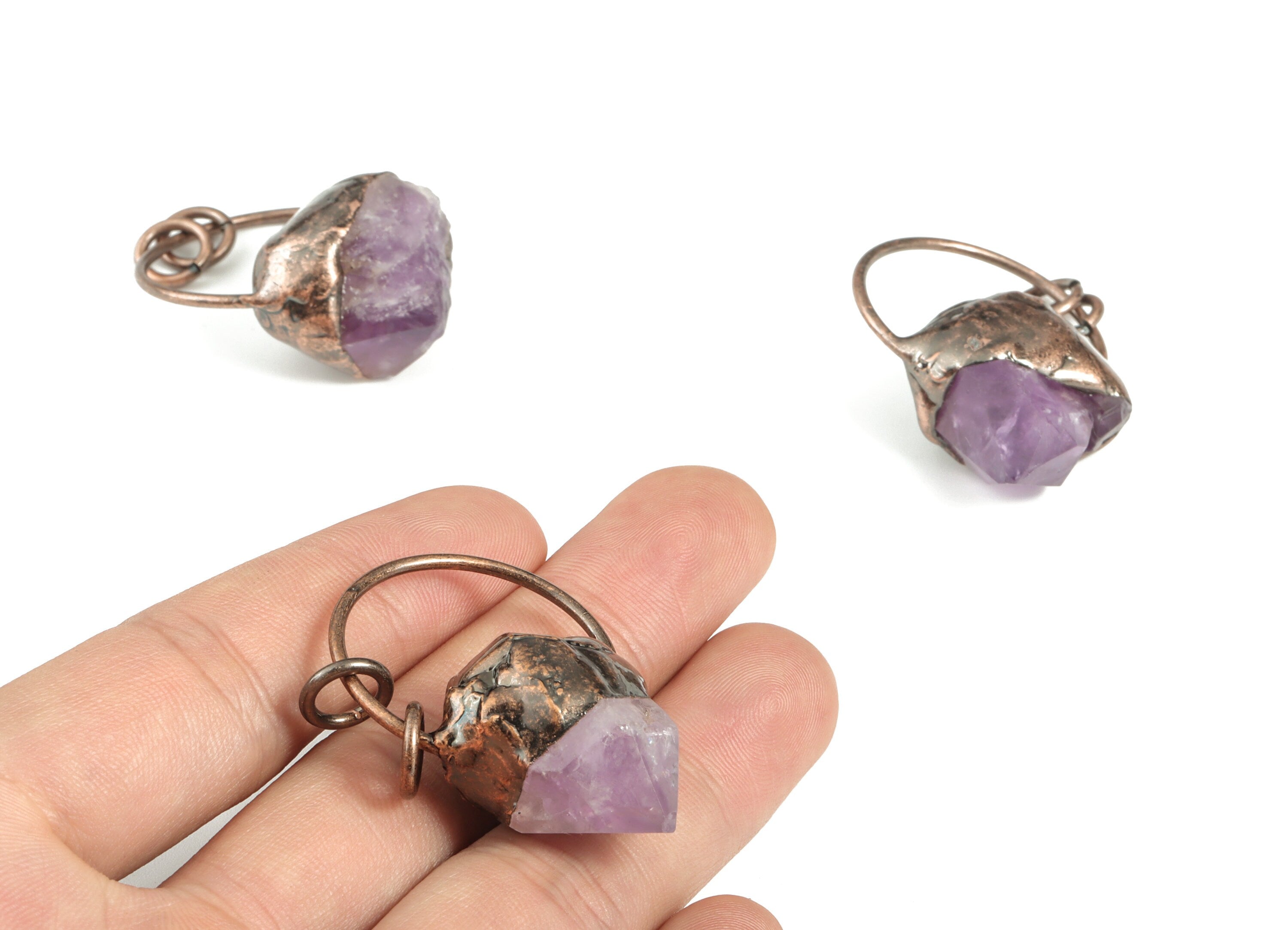 Purple Amethyst Pendant Charms – Amethyst Earrings Charm - Average Size –  DIY Jewelry Making Supplies - 41.77x29.59x15.06mm - NS1343 - DOMEDBAZAAR