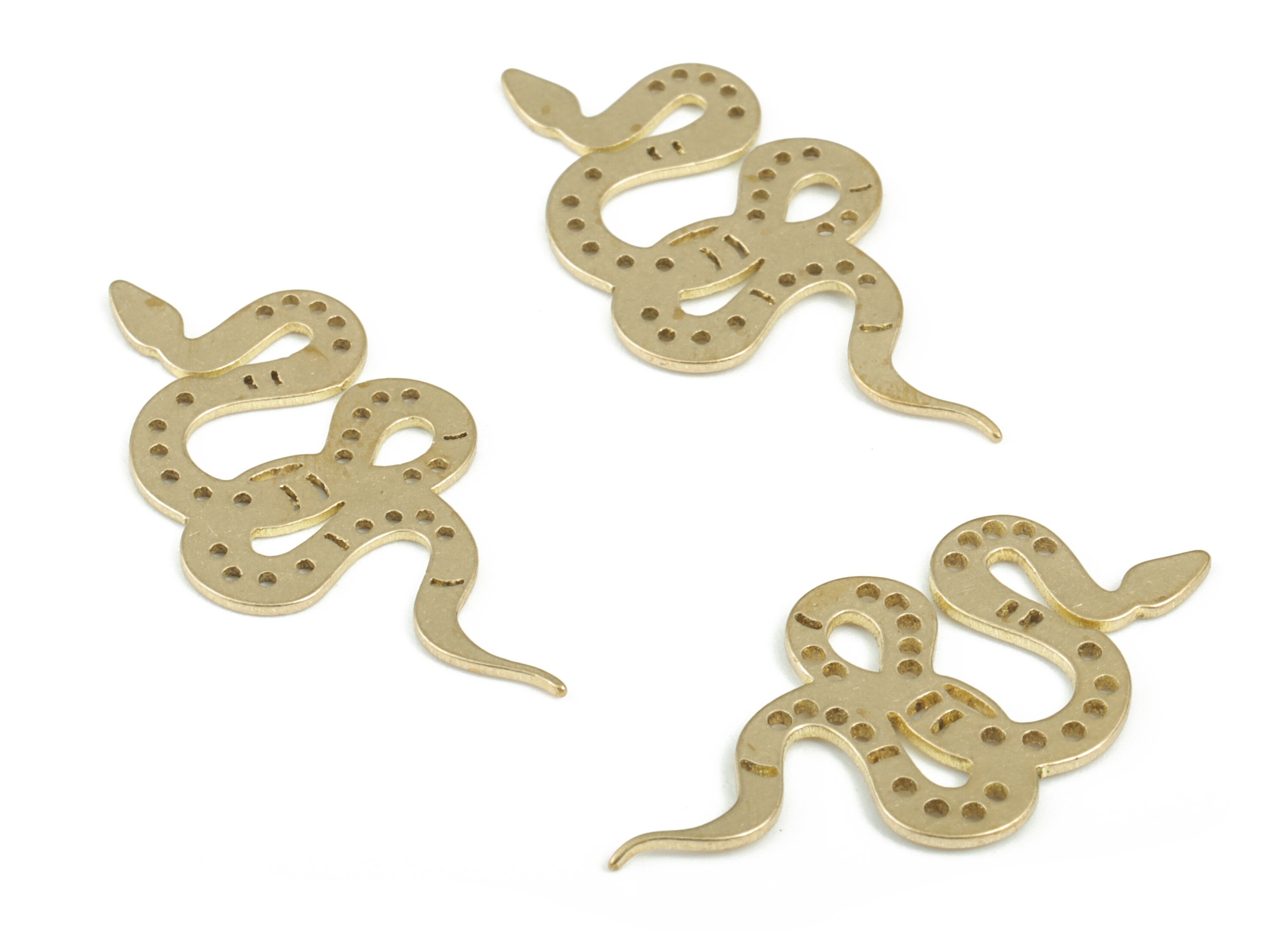 Snake Brass Earring Charms - Raw Brass Snake Pendant -  Brass Snake Charm - Jewelry Making Supplies - 29.51x14.59x0.69mm - PP3842 - DOMEDBAZAAR