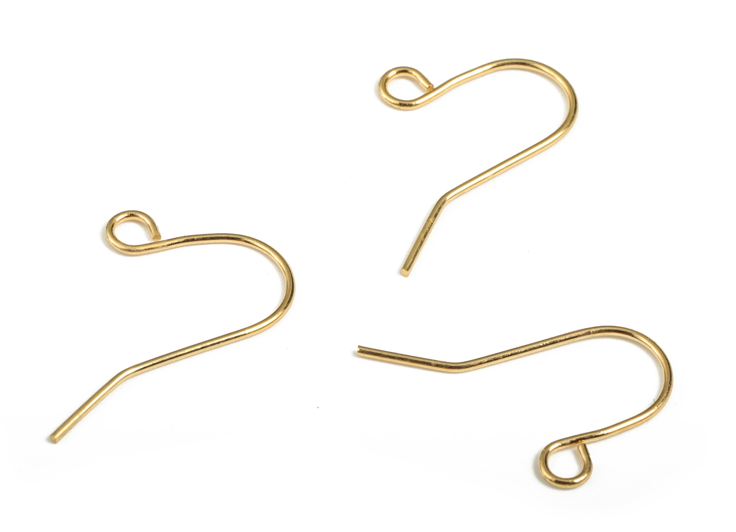 Brass Earring Hooks – Open Loop Ear Wire – 18K Real Gold Plated Brass – Earring Findings - Jewelry Supplies - 18.59x11.35x0.63mm - RGP2918G - DOMEDBAZAAR