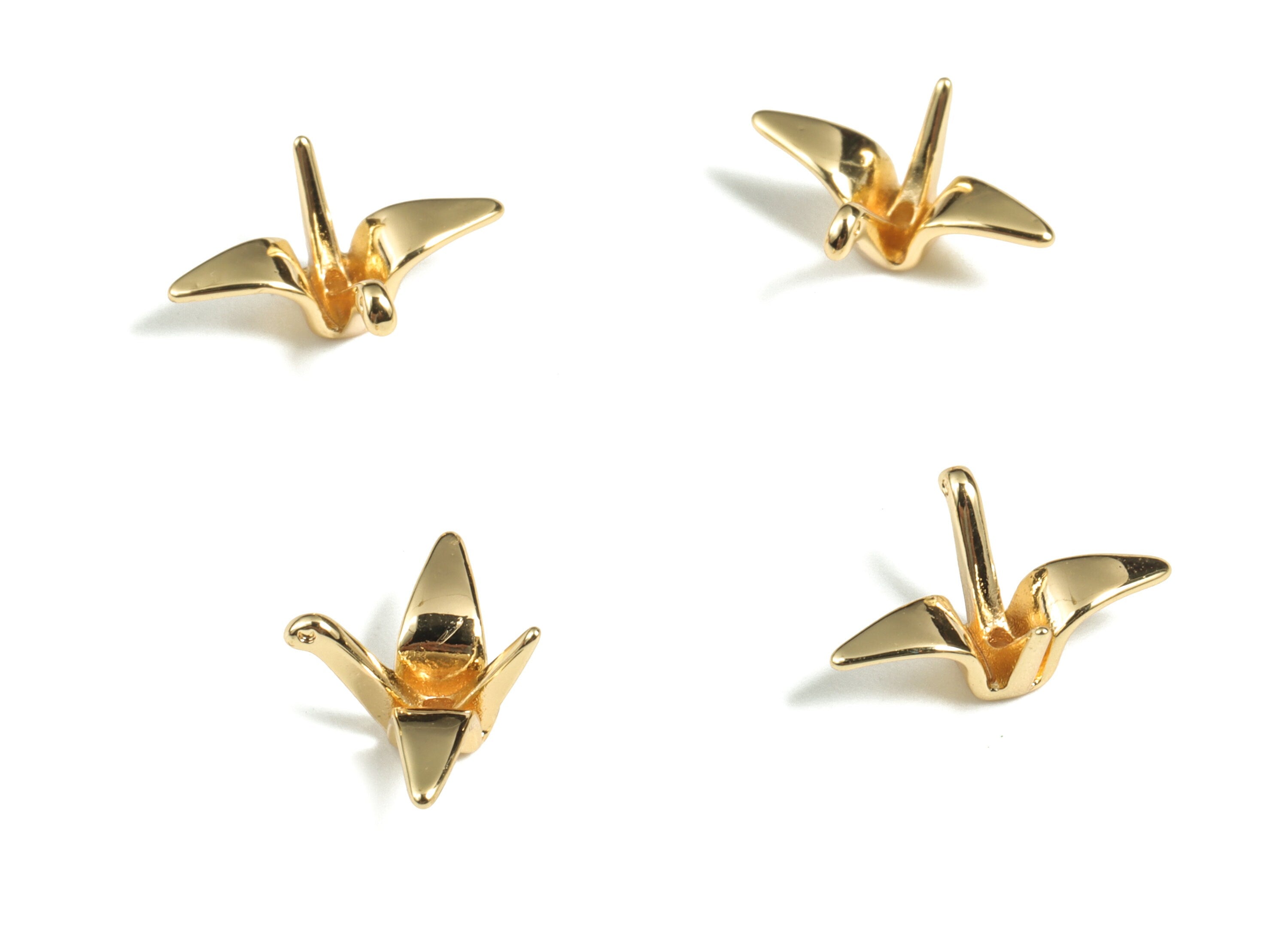 Tiny Flying Bird Bead Charms - Bird Charm - Flying Bird Necklace – 18K Real Gold Plating – Jewelry Supplies- 14.1 x 10.22 x 6.05mm - RGP2916 - DOMEDBAZAAR