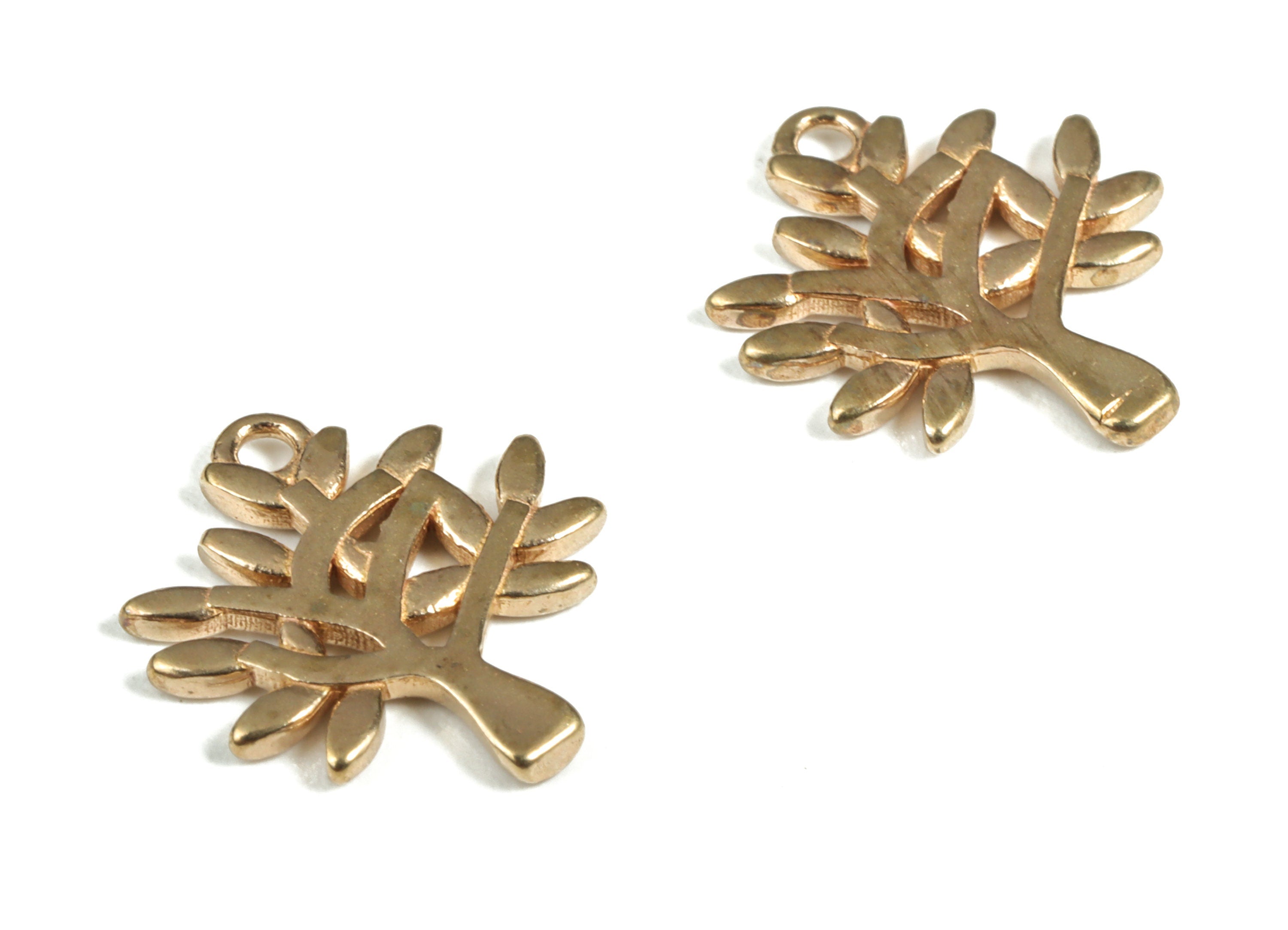 Brass Tree Earring Charms - Raw Brass Tree Pendant - Earring Findings - Jewelry Making Supplies - 14.29x12.43x1.24mm - PP4040 - DOMEDBAZAAR