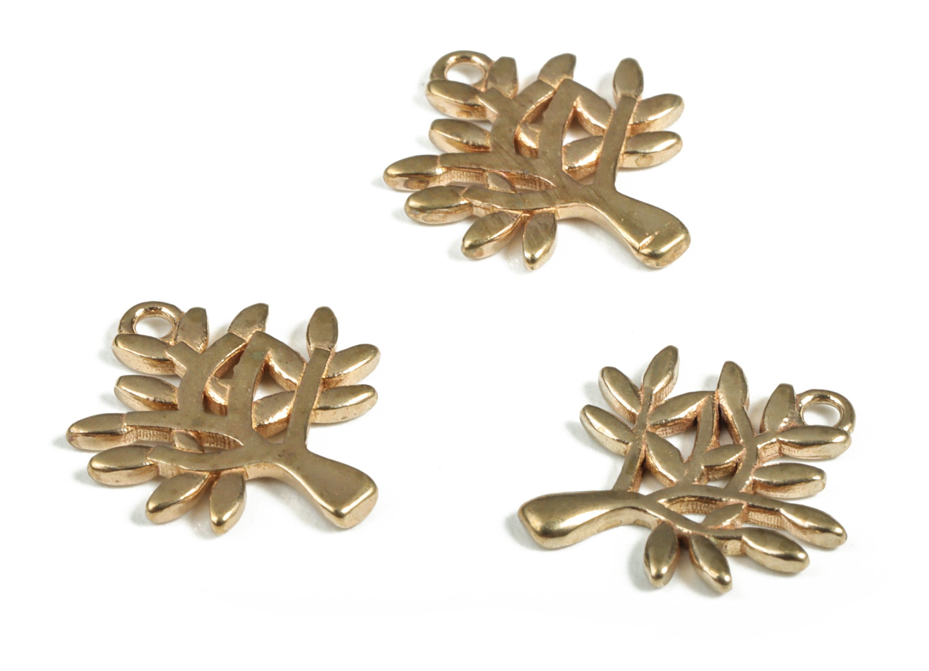 Brass Tree Earring Charms - Raw Brass Tree Pendant - Earring Findings - Jewelry Making Supplies - 14.29x12.43x1.24mm - PP4040 - DOMEDBAZAAR