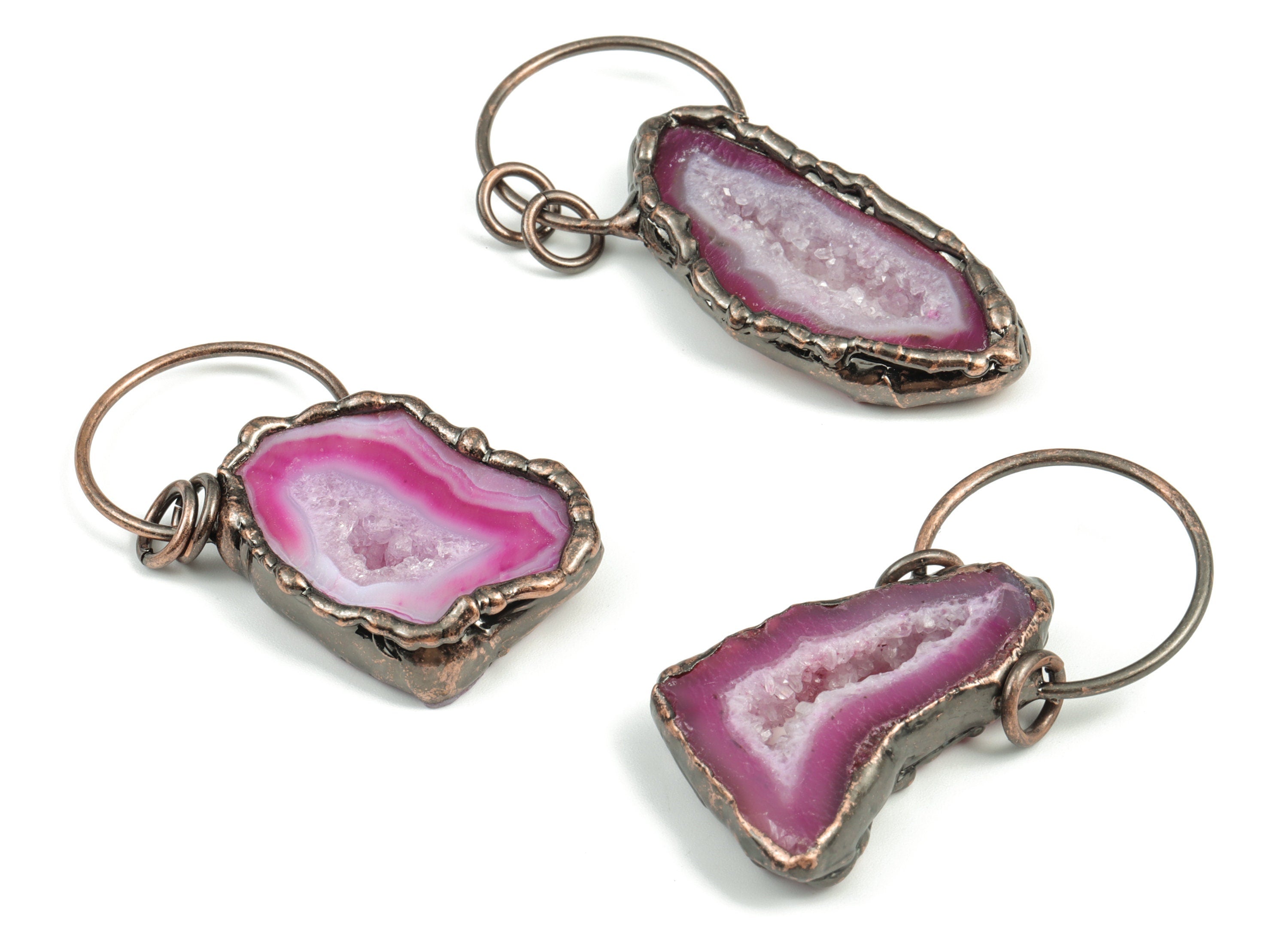 Agate Slice Pendant – Druze Agate Charm –Gemstone Pendant – Druze Jewelry – Statement Purple Necklace Charm -69.24x47.97x9.67mm– NS1296 - DOMEDBAZAAR