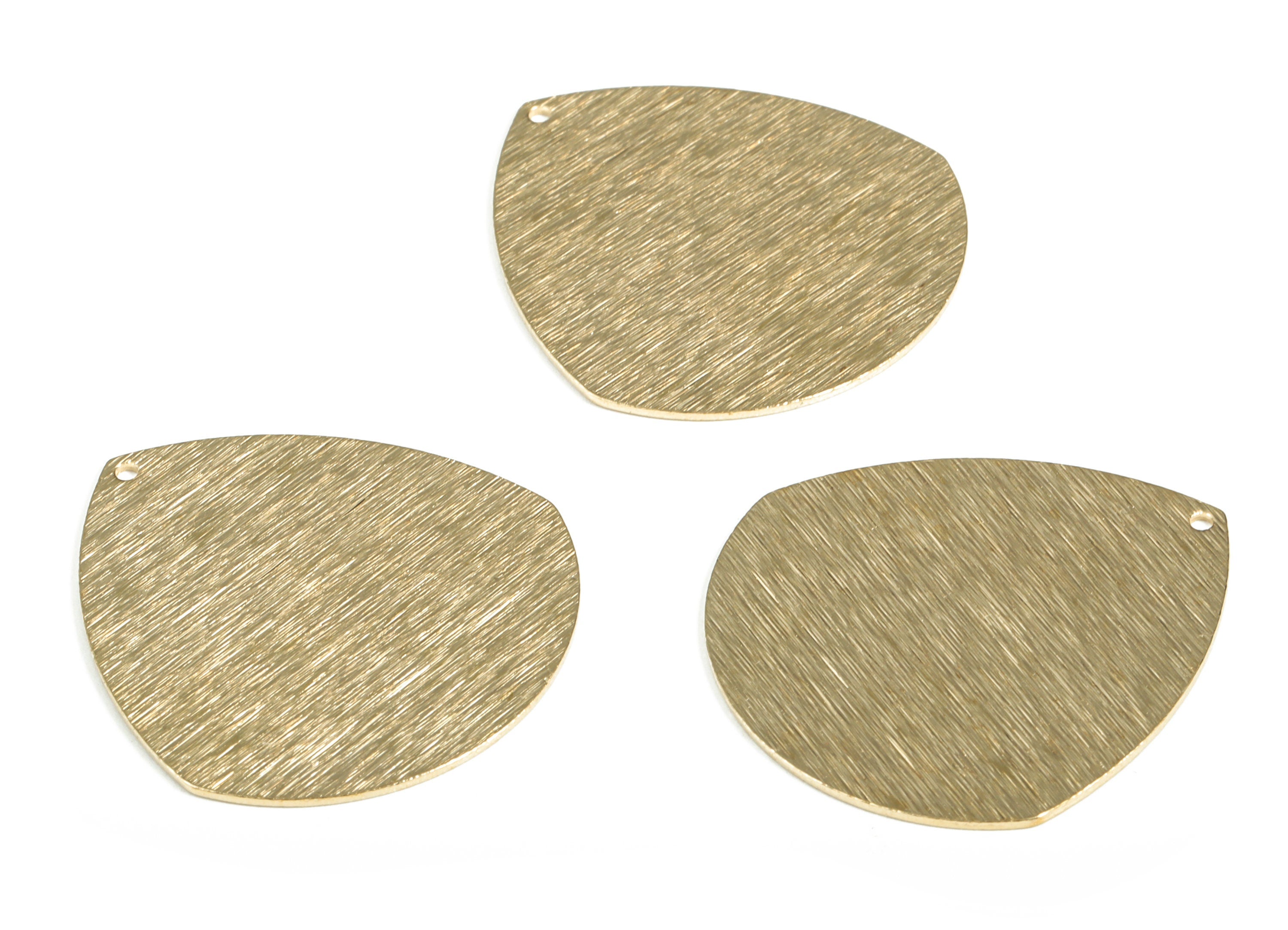 Brass Textured Drop Earring Charms - Raw Brass Drop Pendant - Earring Findings - Jewelry Making Supplies - 35.53x32.89x0.79mm - PP4015 - DOMEDBAZAAR