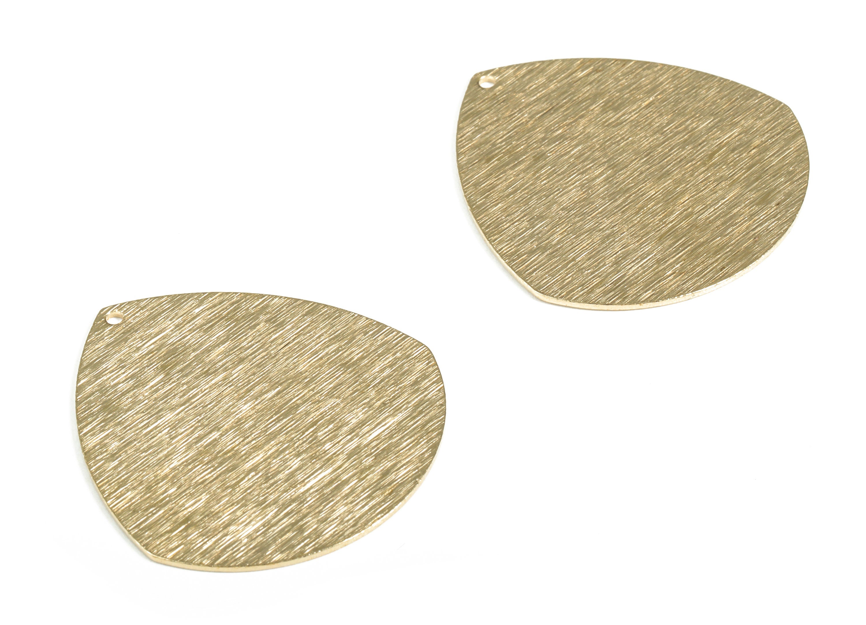 Brass Textured Drop Earring Charms - Raw Brass Drop Pendant - Earring Findings - Jewelry Making Supplies - 35.53x32.89x0.79mm - PP4015 - DOMEDBAZAAR