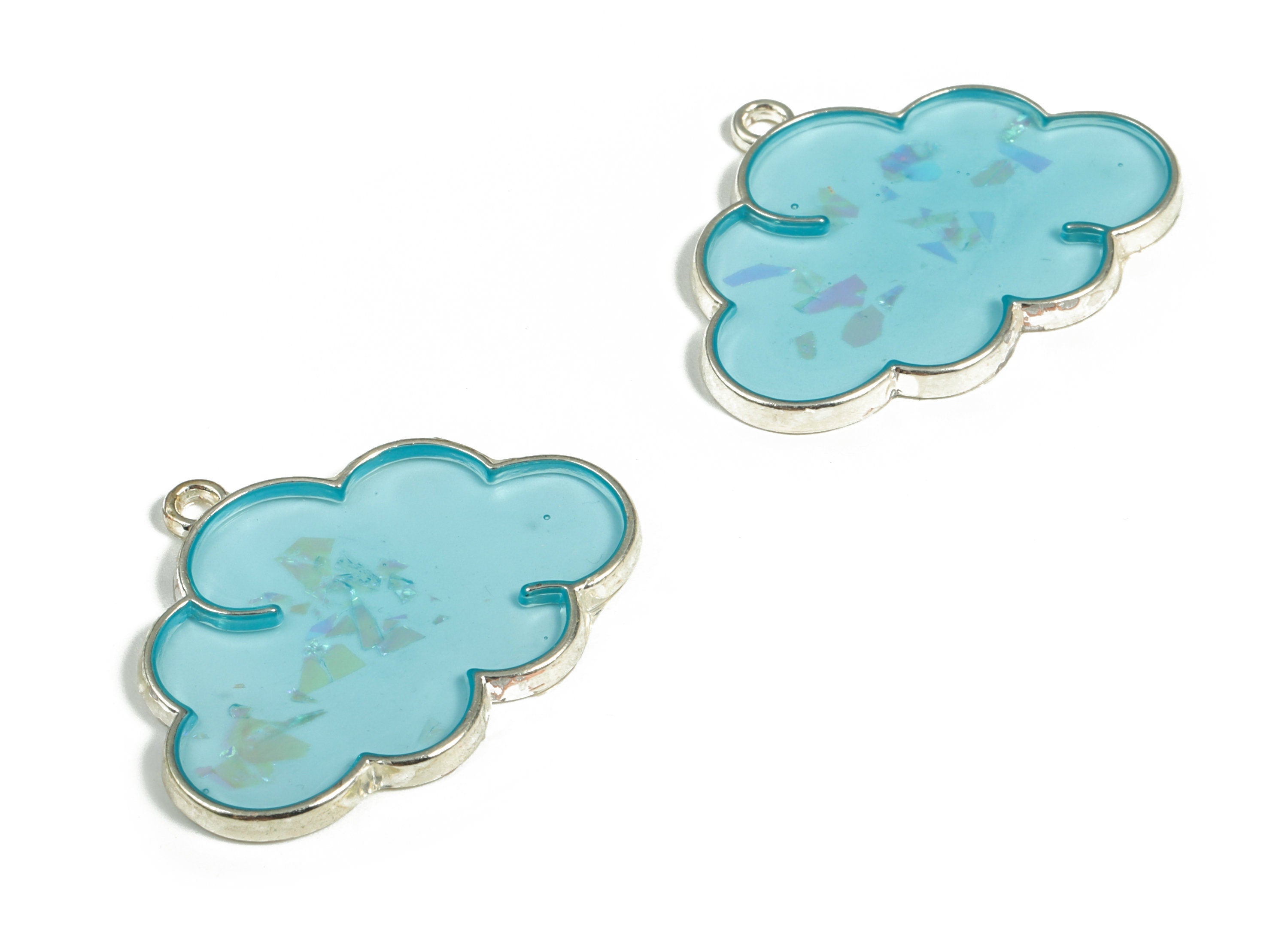 Alloy Could Earring Charms - Zinc Alloy Could Pendant - Silver Tone Plated Zircon - Jewelry Making Supplies - 35.98x27.22x2.25mm - ZZ1801B - DOMEDBAZAAR