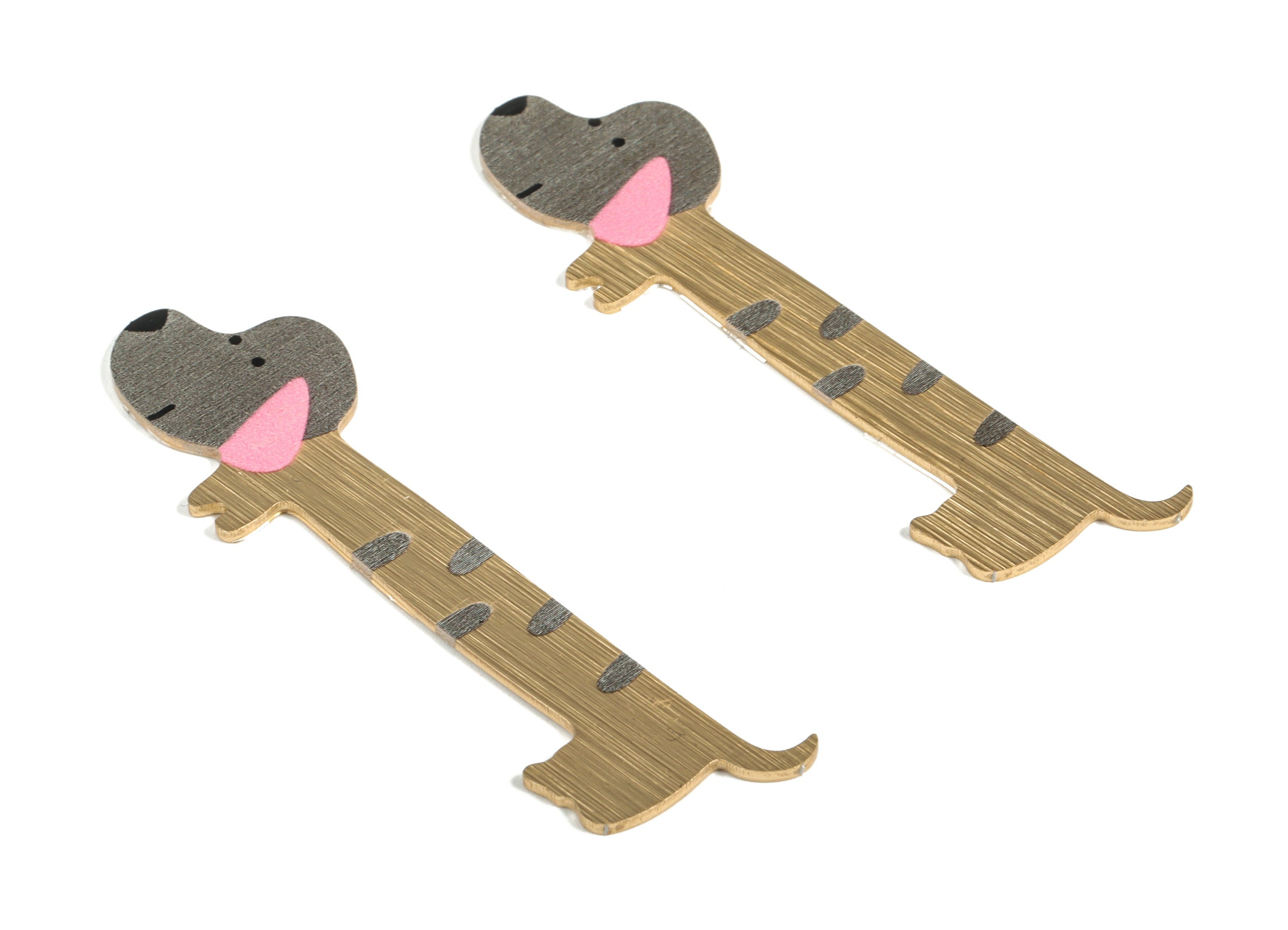 Aluminium Dog for Hair Barrette - Aluminium Dog Hair Clip - Gold Tone Plated Dog Charms - Jewelry Supplies - 67.85x19.03x1.18mm -AA1145A - DOMEDBAZAAR