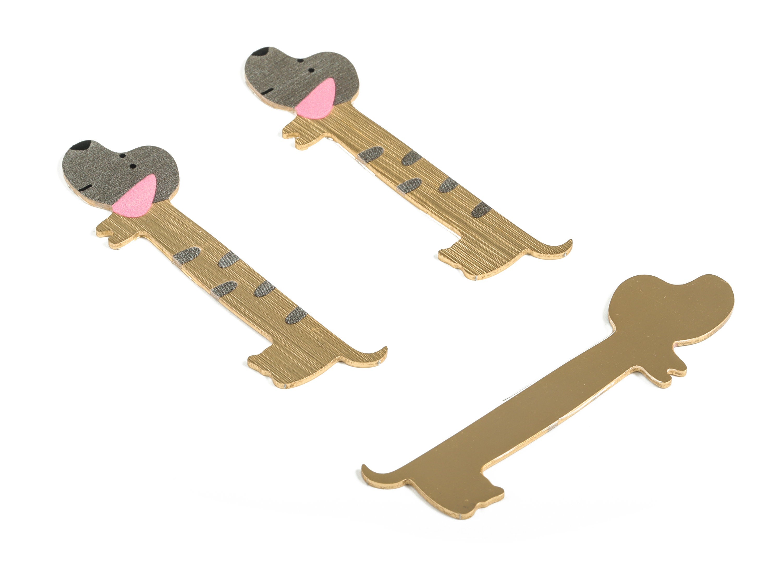 Aluminium Dog for Hair Barrette - Aluminium Dog Hair Clip - Gold Tone Plated Dog Charms - Jewelry Supplies - 67.85x19.03x1.18mm -AA1145A - DOMEDBAZAAR