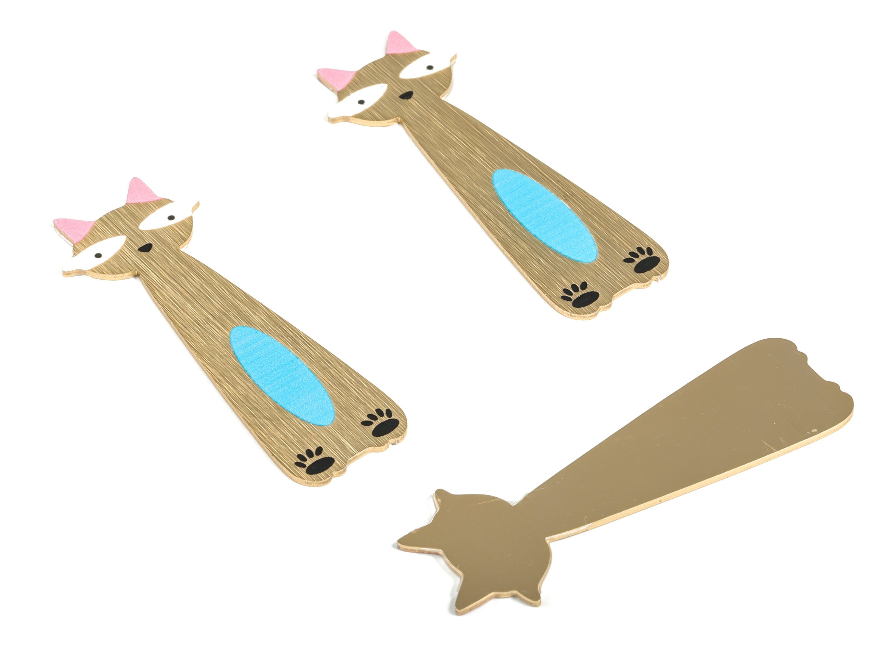 Aluminium Cat for Hair Barrette - Aluminium Cat Hair Clip - Gold Tone Plated Cat Charm - Jewelry Supplies - 65.54x23.86x1.2mm -AA1146A - DOMEDBAZAAR