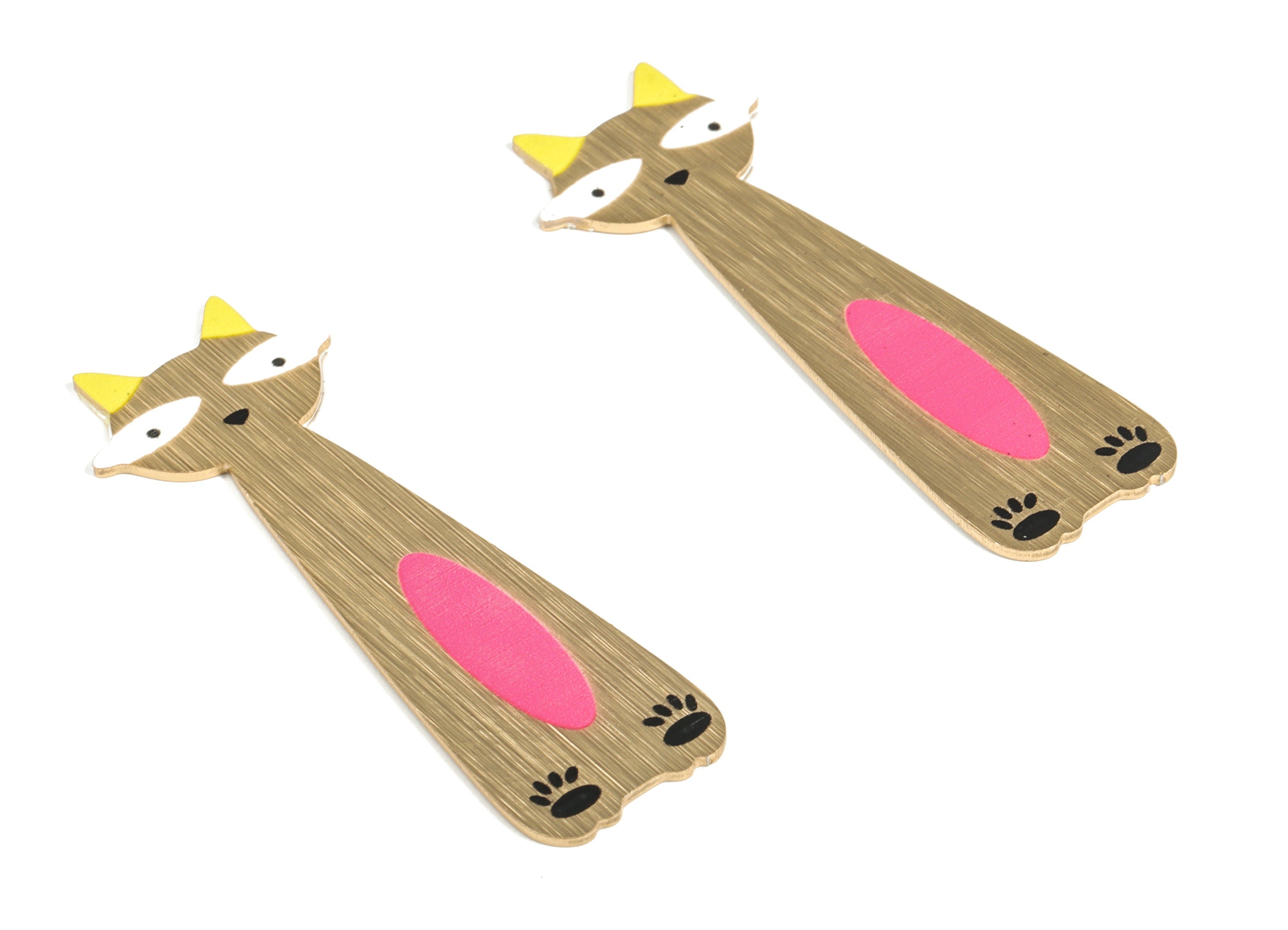 Aluminium Cat Hair Clip - Gold Tone Plated Cat Charms - Aluminium Cat for Hair Barrette - Jewelry Supplies - 65.54x23.86x1.2mm -AA1146B - DOMEDBAZAAR