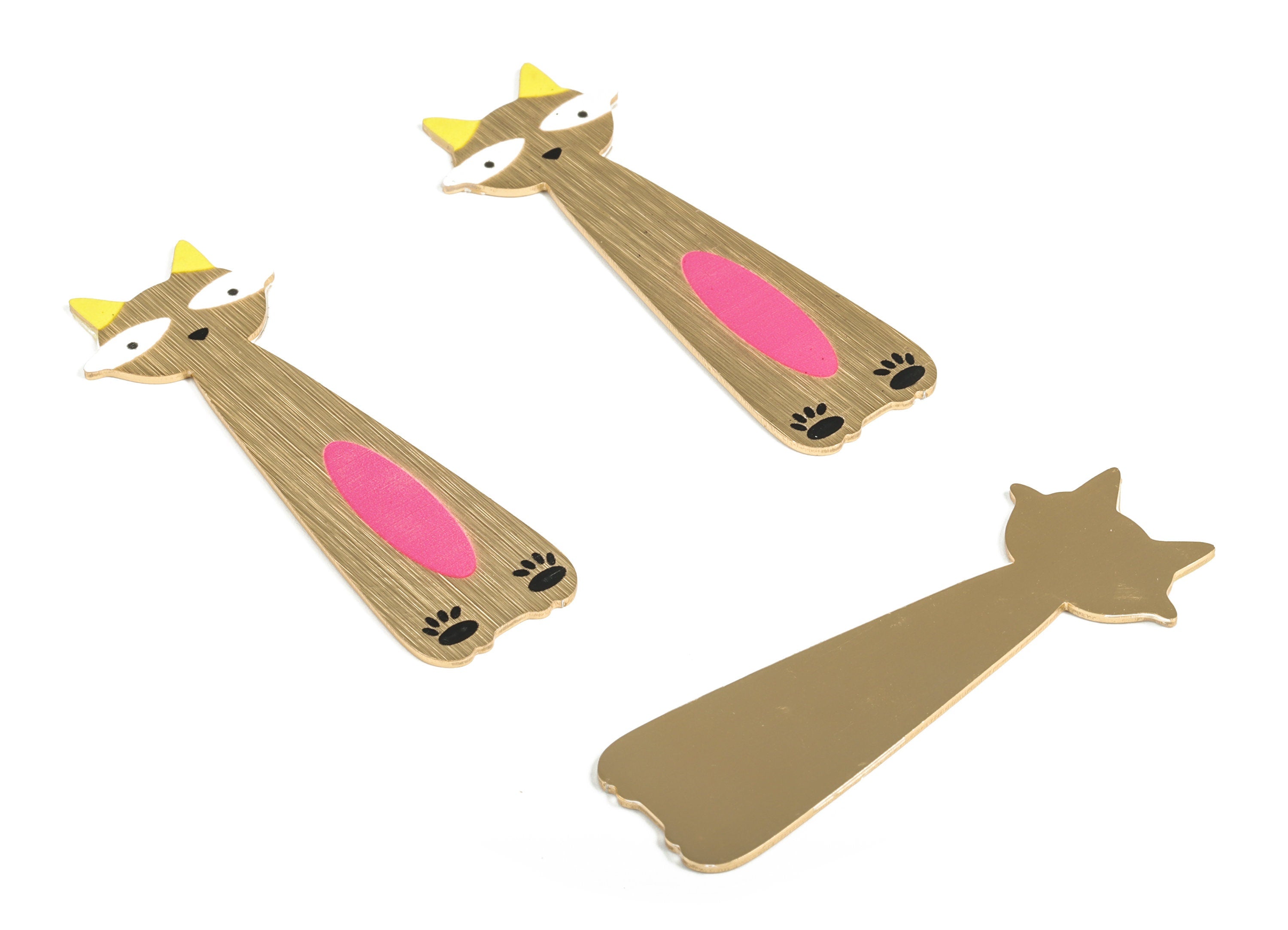 Aluminium Cat Hair Clip - Gold Tone Plated Cat Charms - Aluminium Cat for Hair Barrette - Jewelry Supplies - 65.54x23.86x1.2mm -AA1146B - DOMEDBAZAAR