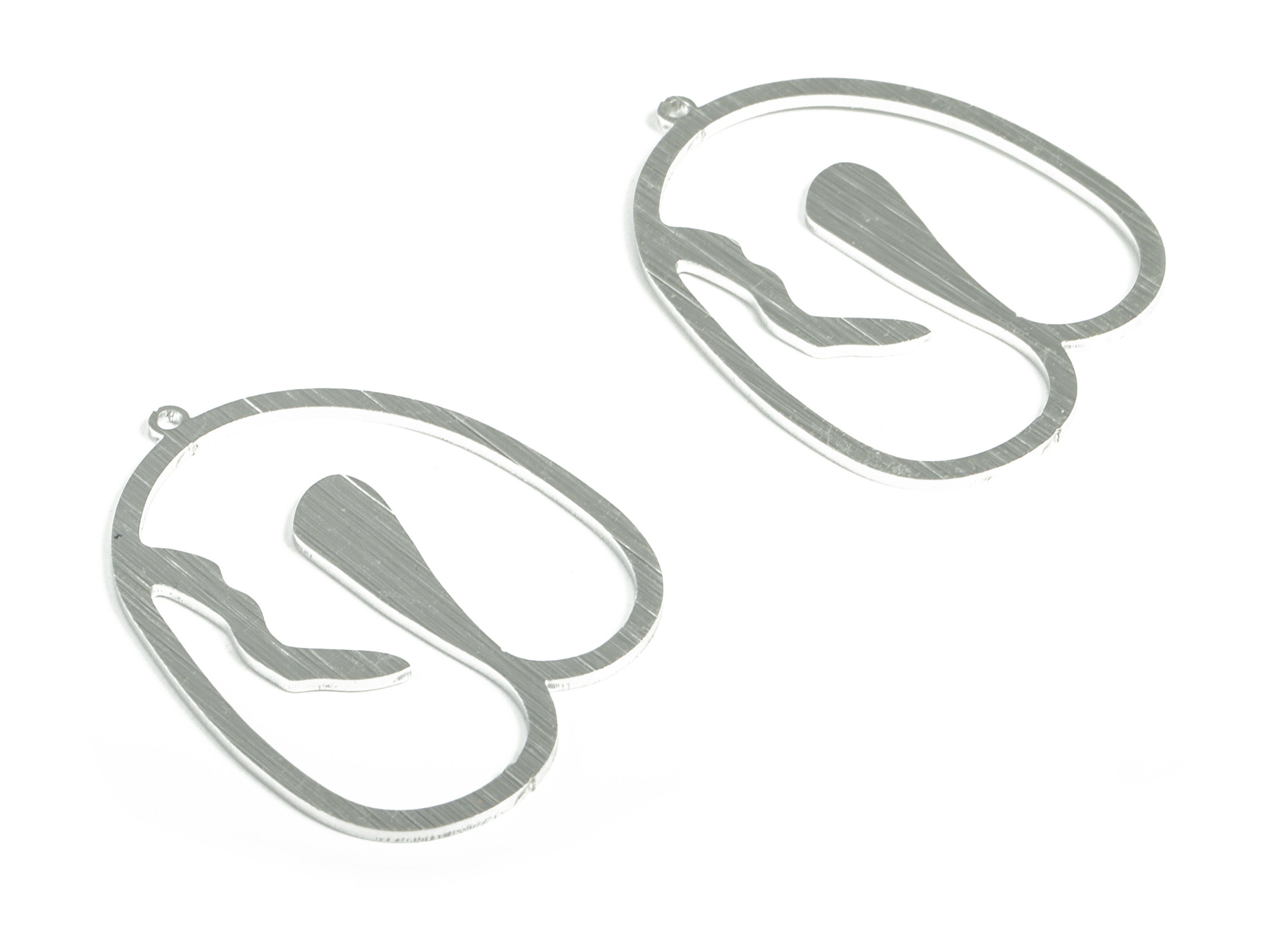 Aluminum Irregular Earring Charms - Aluminum Irregular Pendant - Anodized Aluminium Charm - Silver Tone Plated - 43.5x32.6x1.1mm - AA1152B - DOMEDBAZAAR