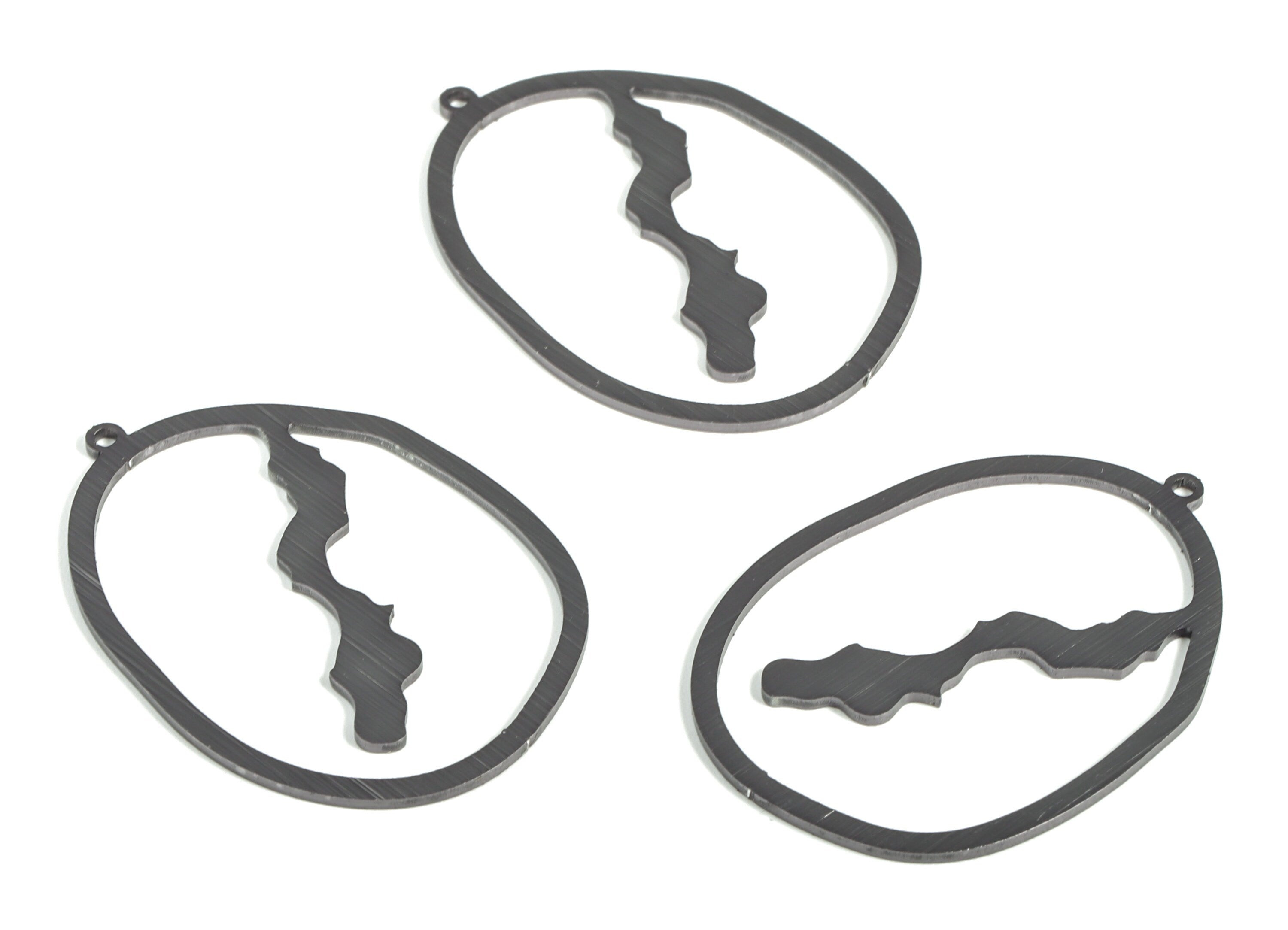 Aluminum Irregular Earring Charms - Aluminum Irregular Pendant - Anodized Aluminium Charms - Black Plated - 43.07x30.71x1.1mm - AA1156A - DOMEDBAZAAR