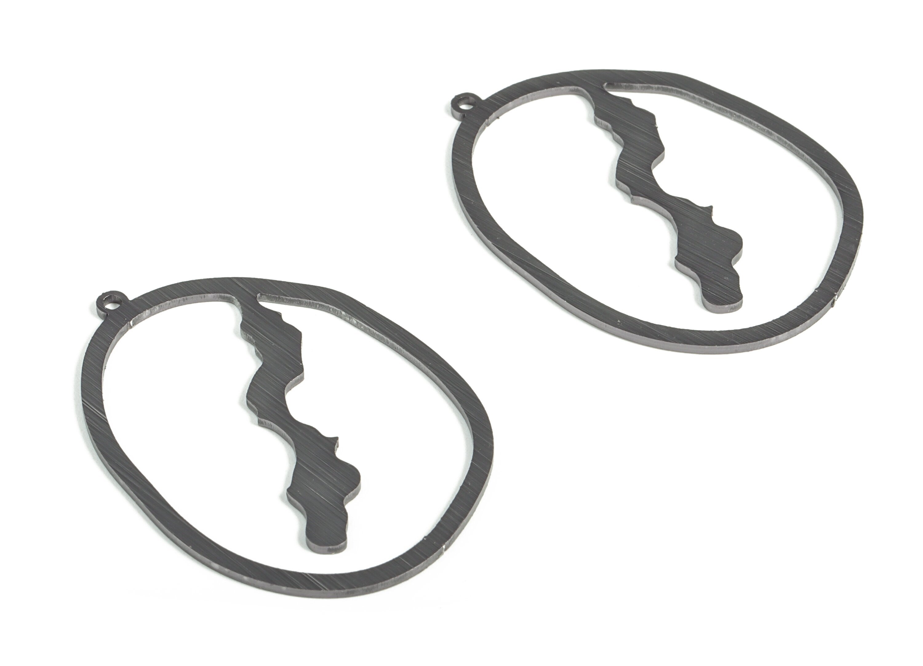 Aluminum Irregular Earring Charms - Aluminum Irregular Pendant - Anodized Aluminium Charms - Black Plated - 43.07x30.71x1.1mm - AA1156A - DOMEDBAZAAR